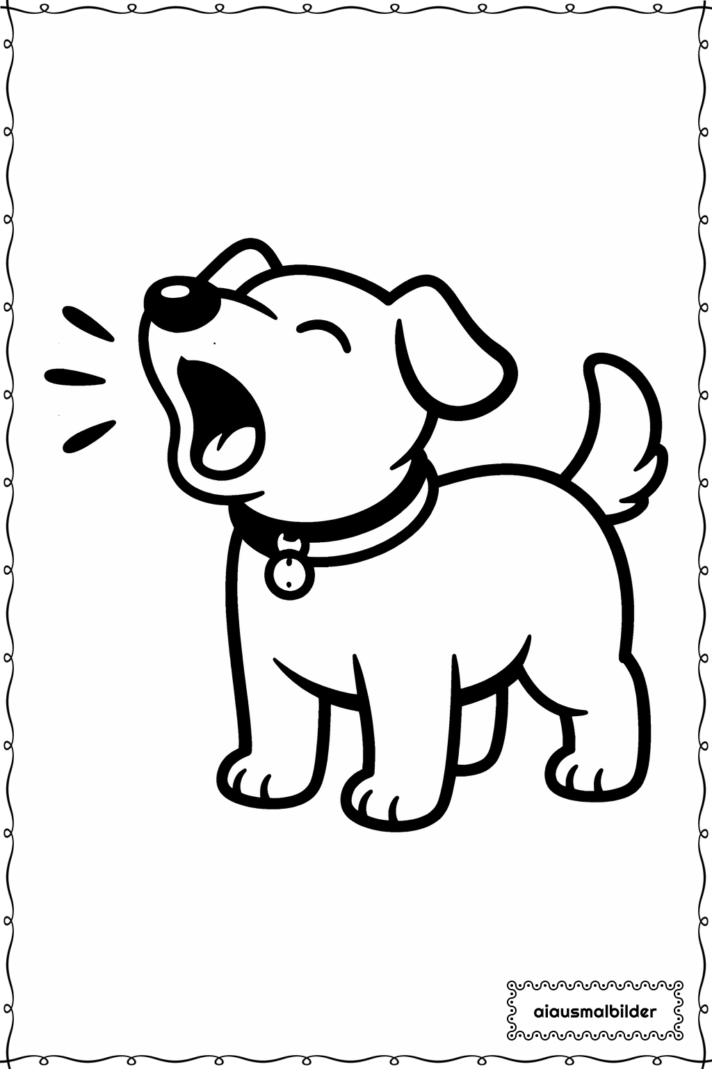  Bellender Hund Ausmalseite 