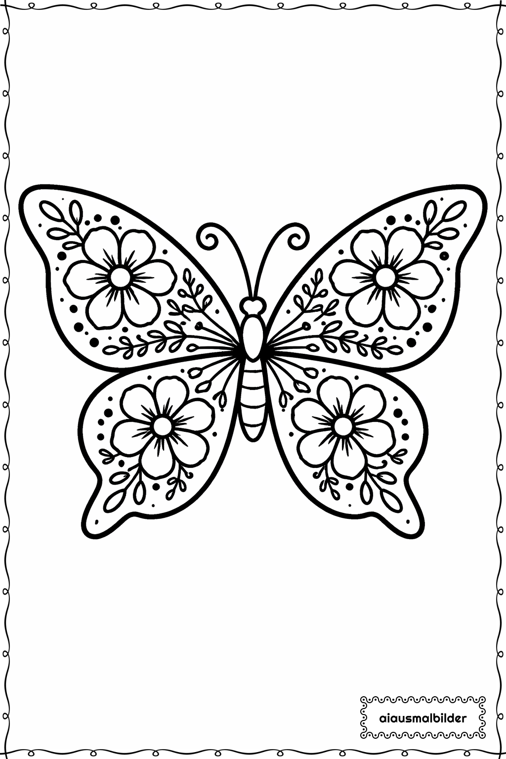  Blumenflügel Schmetterling Ausmalseite 