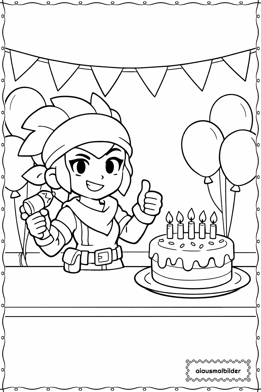  Brawl Stars Geburtstagsparty Ausmalseite 