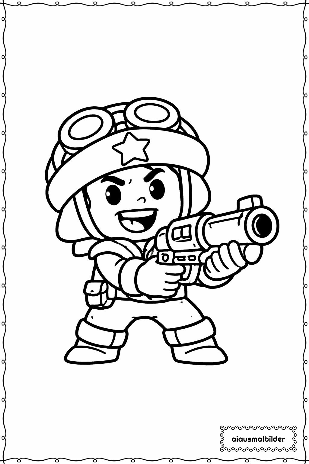  Brawl Stars Held mit Pistole Ausmalseite 