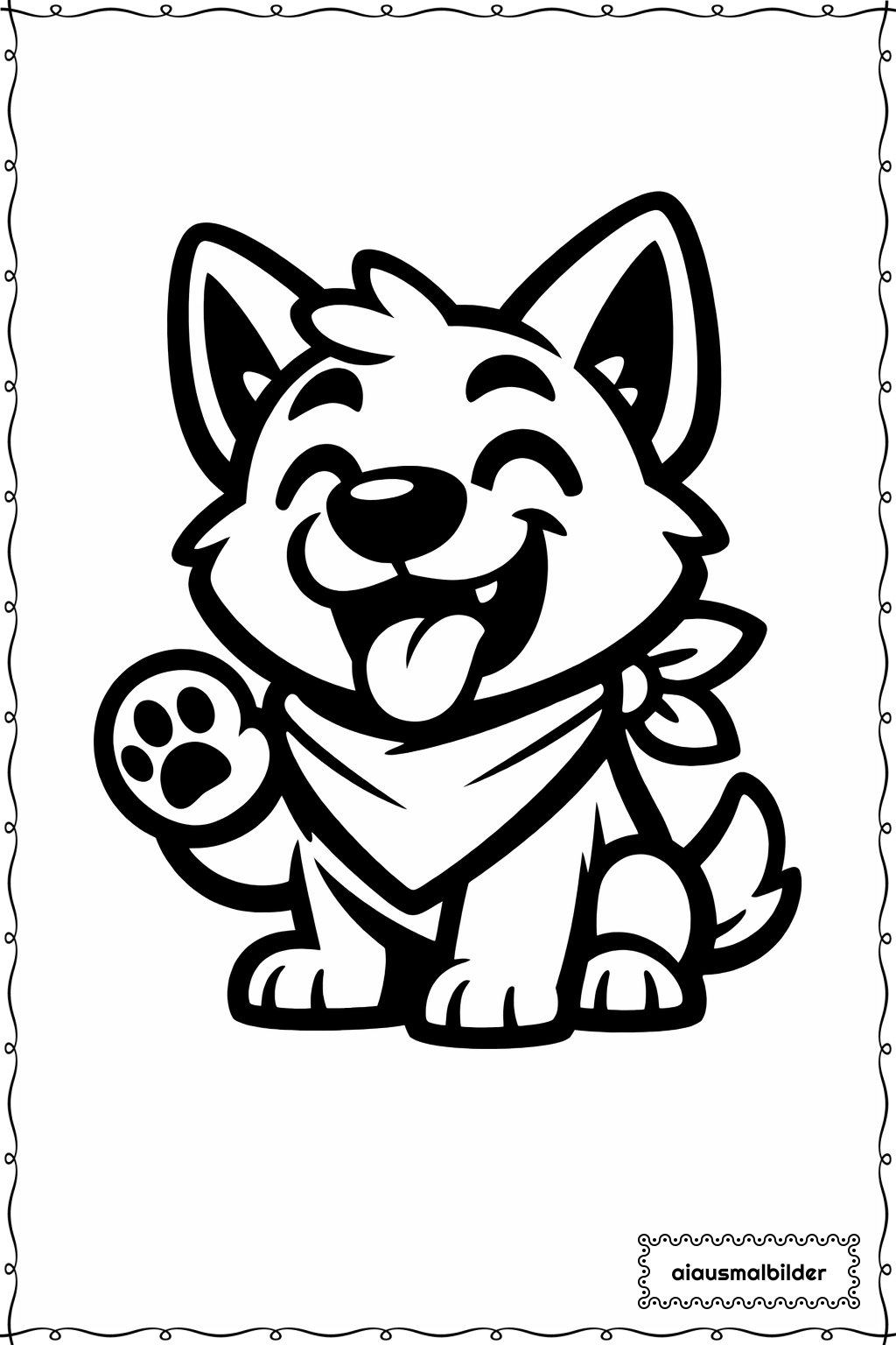 Brawl Stars Hund mit Bandana Ausmalseite