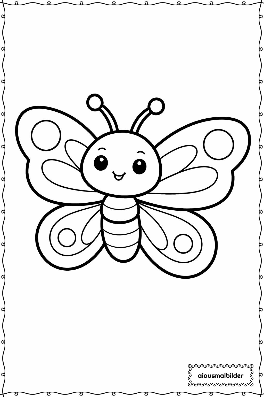  Cartoon Schmetterling Ausmalseite 