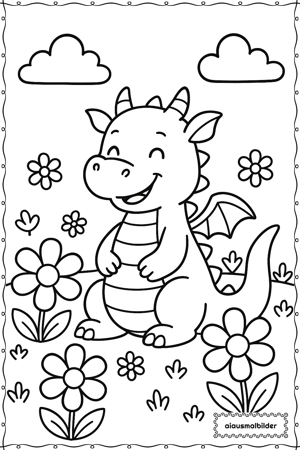 Drache Im Blumenfeld