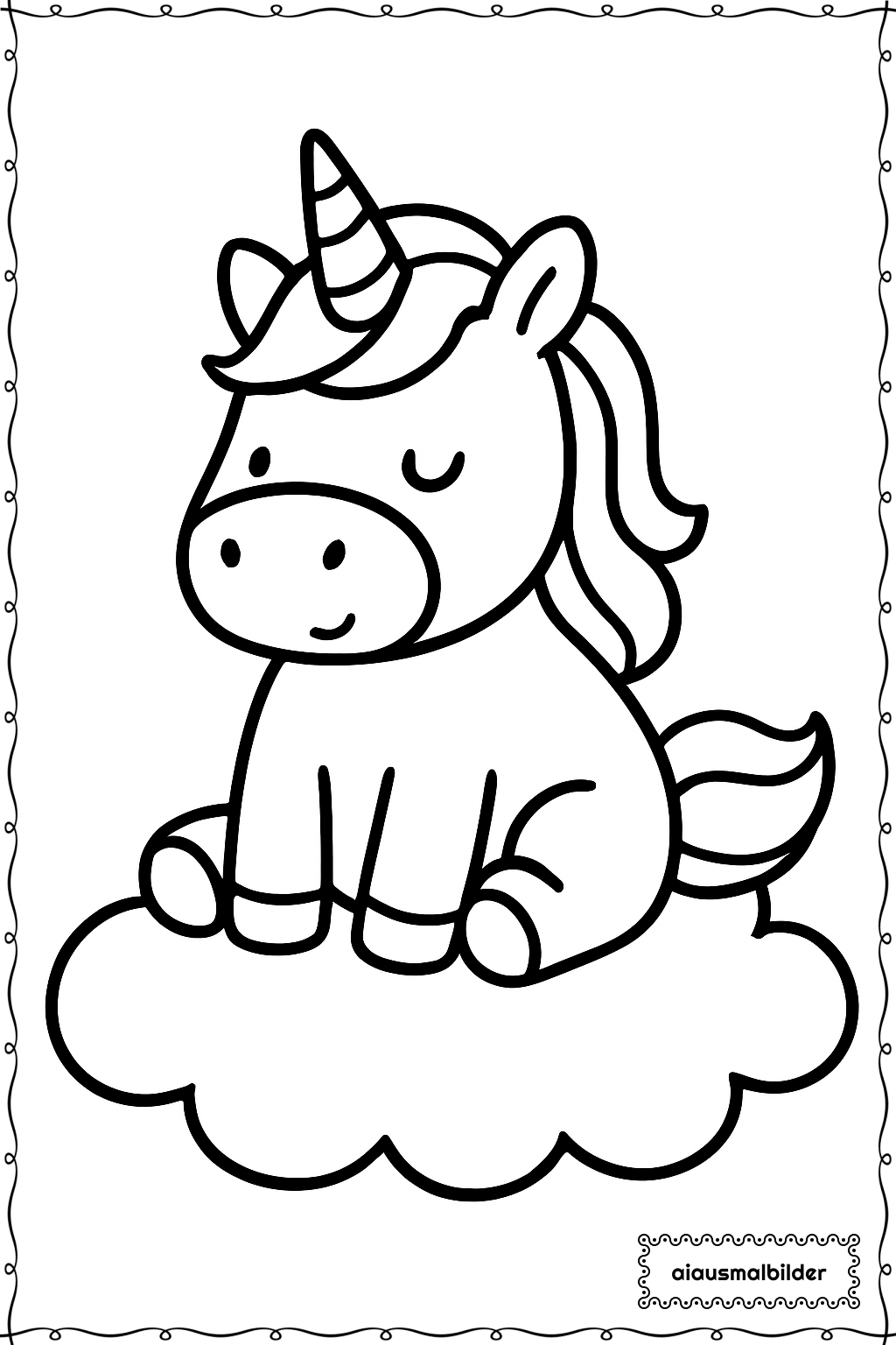  Einhorn auf Wolke Ausmalseite 