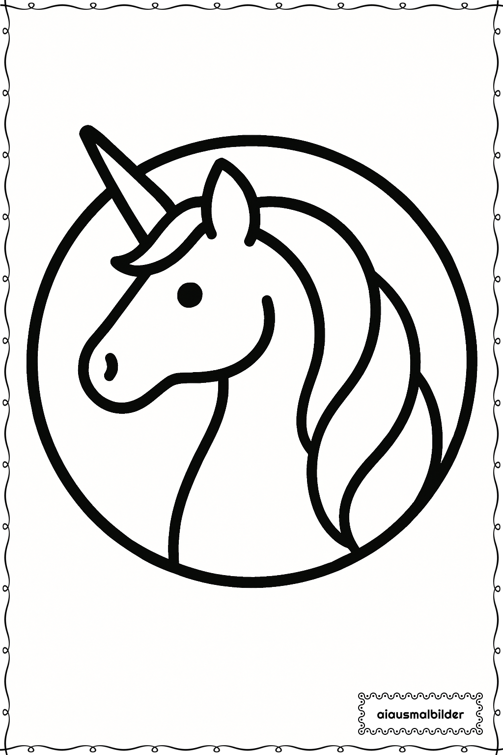  Einhorn im Kreis Ausmalseite 