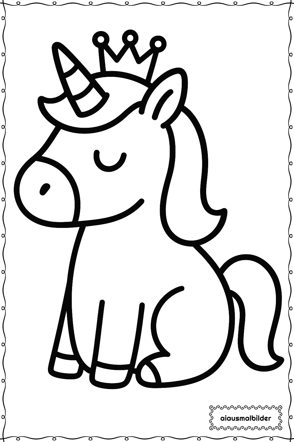  Einhorn mit Krone Ausmalseite 