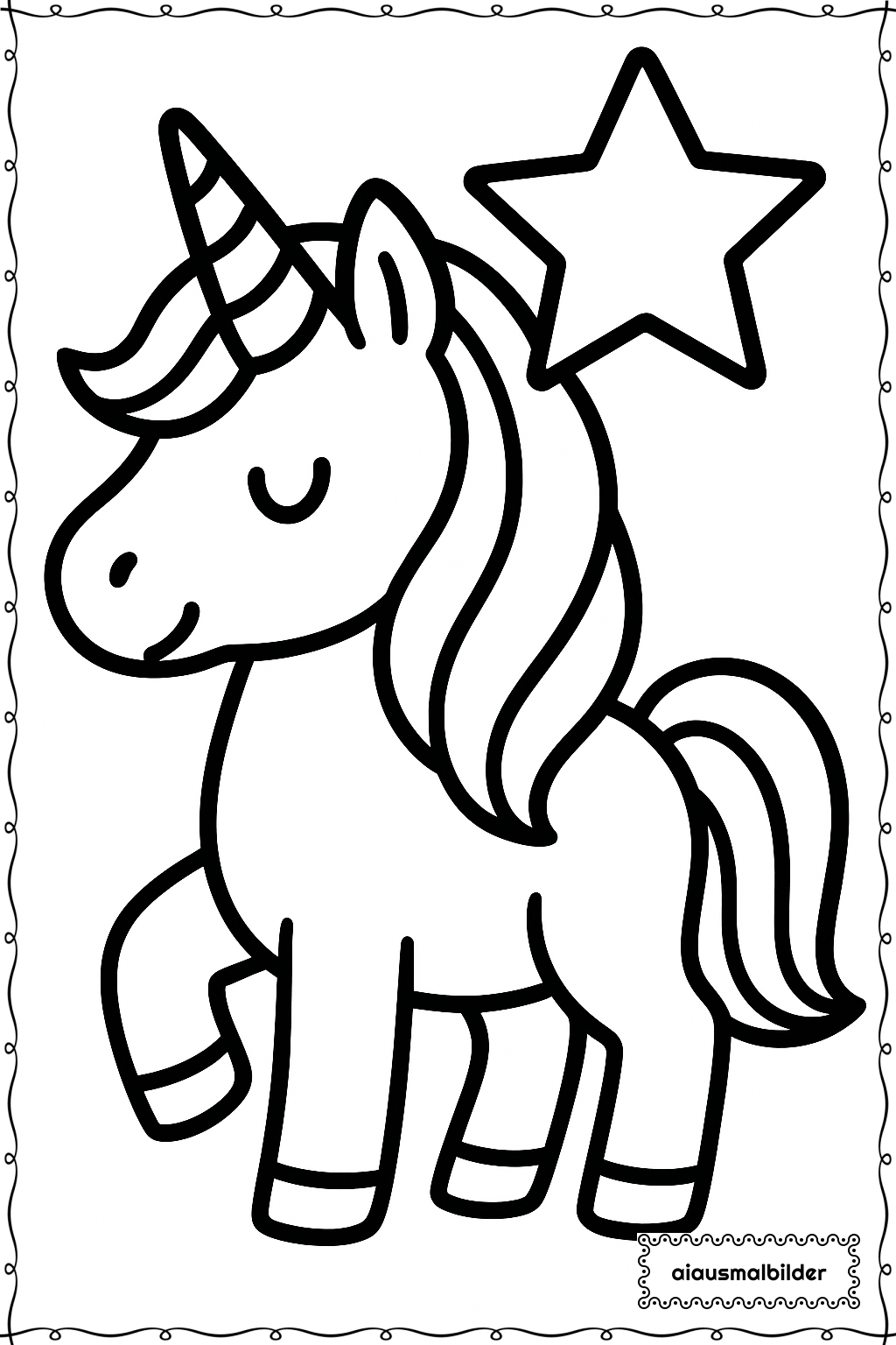 Einhorn mit Stern Ausmalseite 