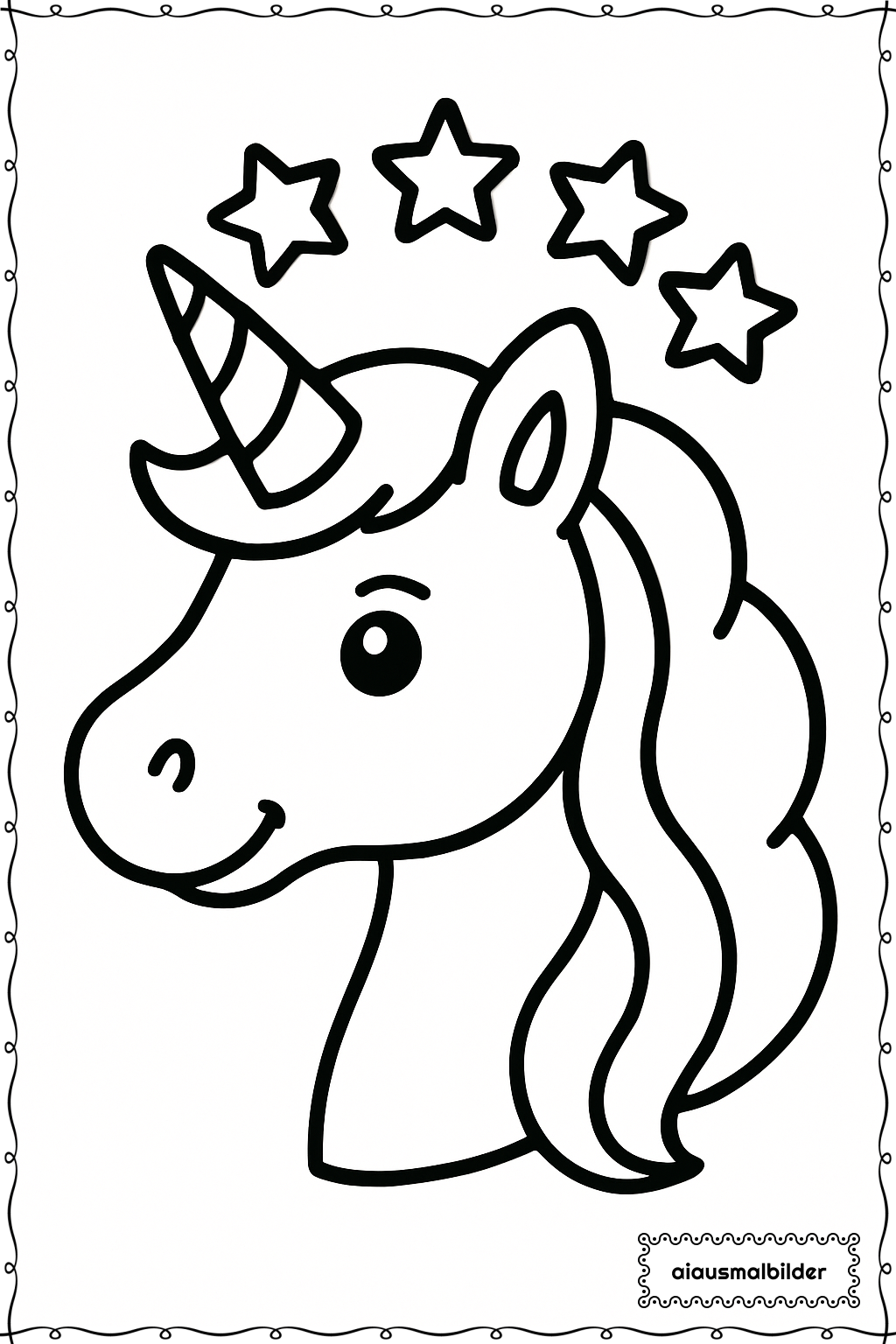  Einhorn mit Sternenkranz Ausmalseite 