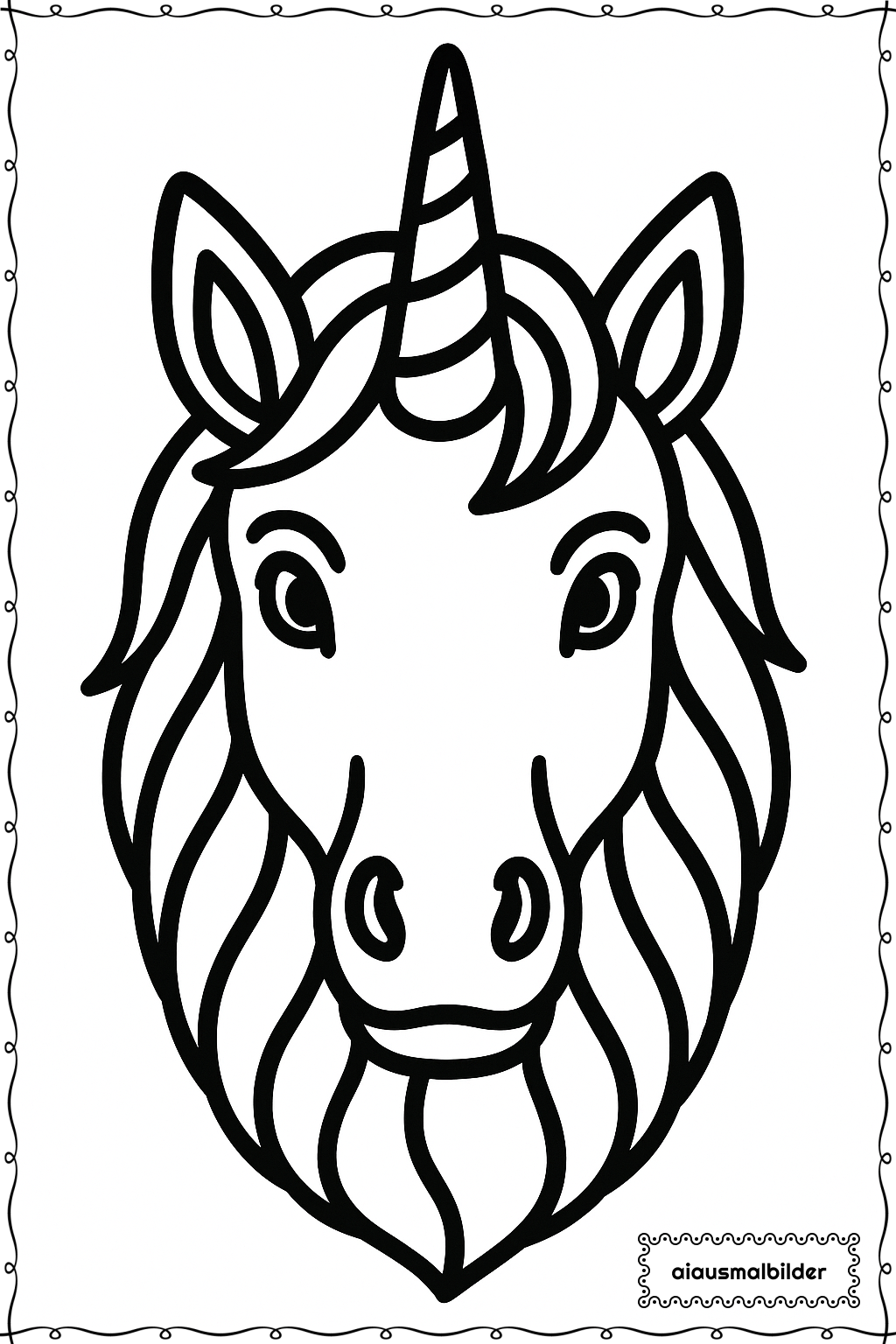  Einhornkopf frontal Ausmalseite 