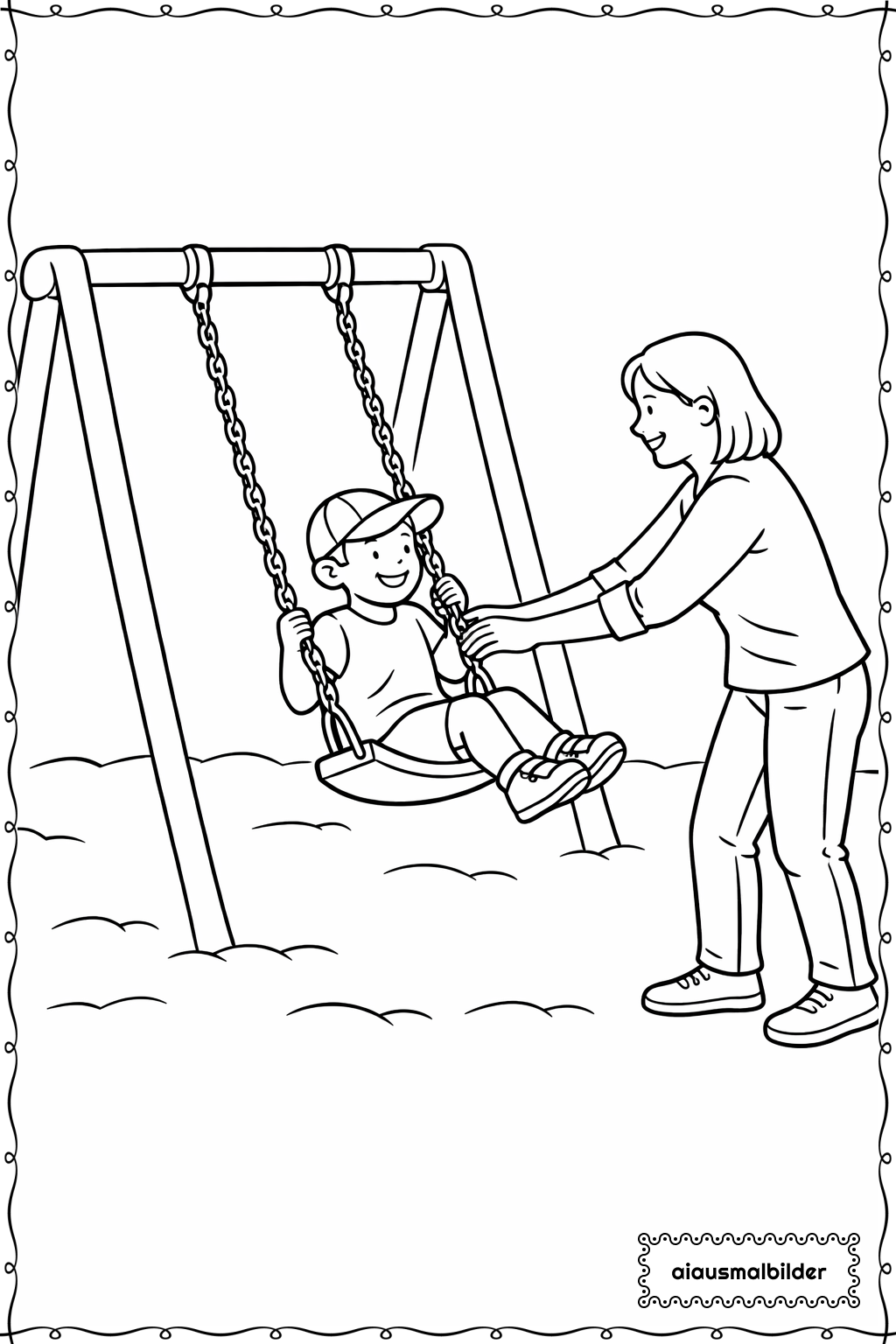  Erwachsene auf dem Spielplatz Ausmalseite 