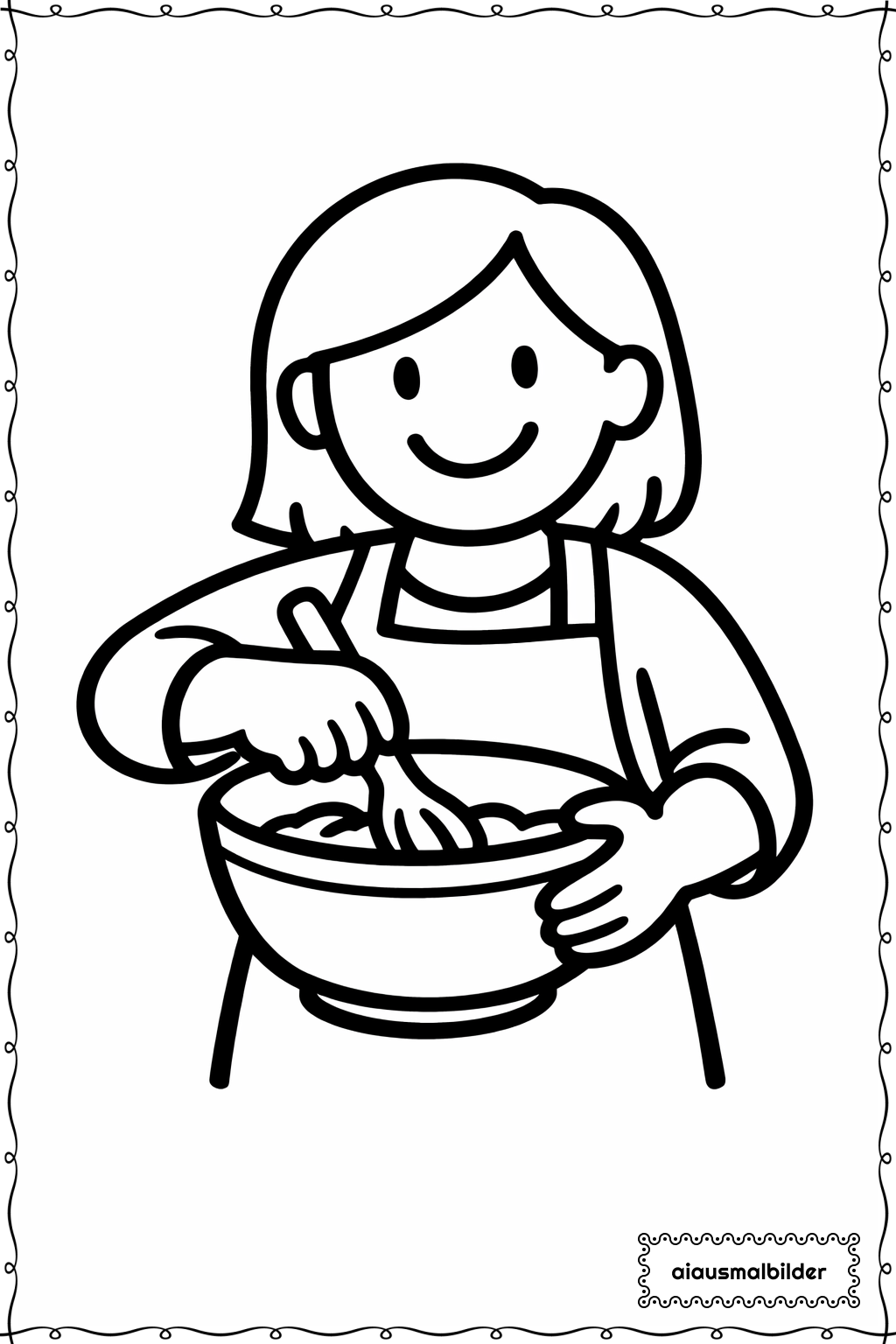 Erwachsene beim Backen Ausmalseite