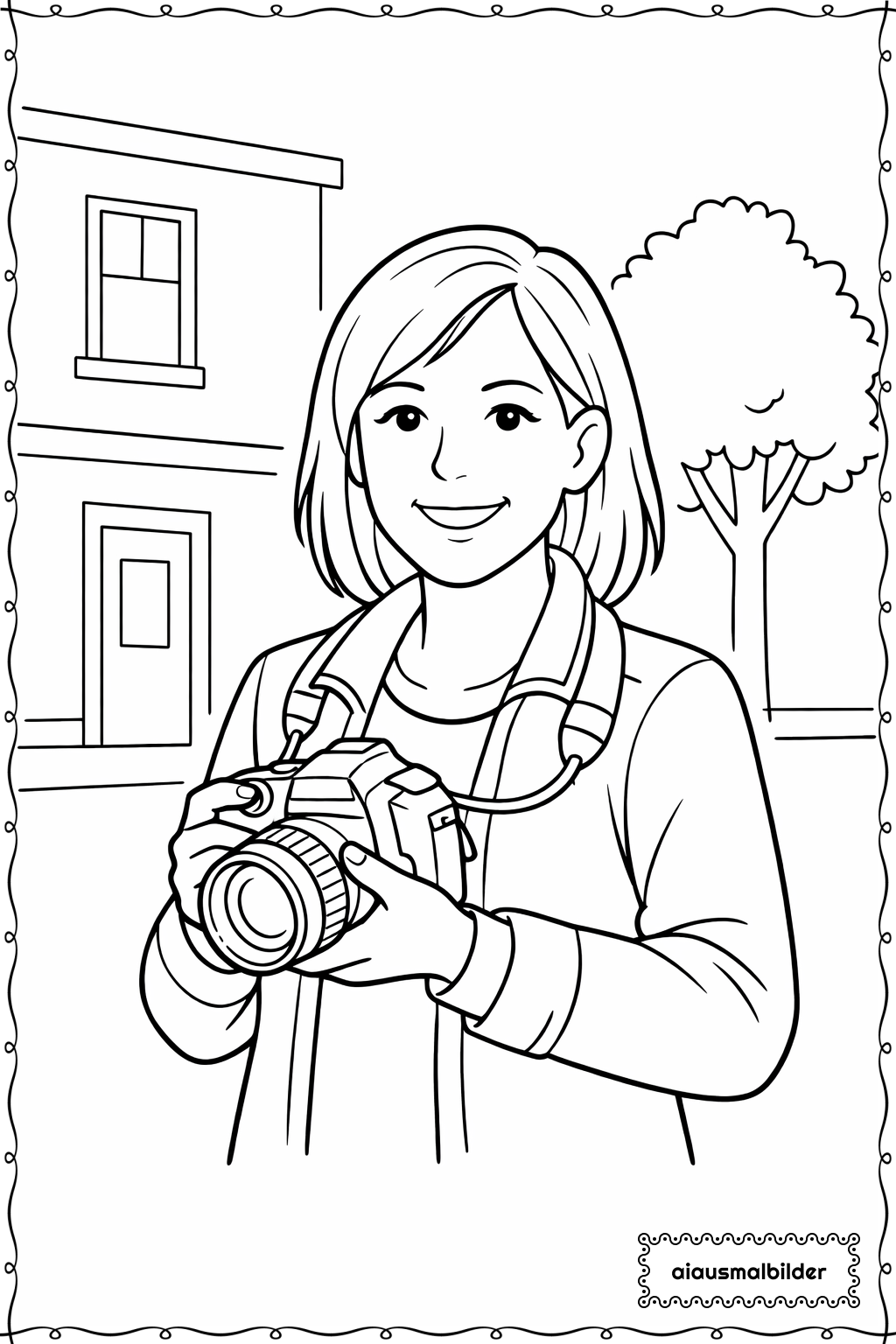  Erwachsene beim Fotografieren in der Stadt Ausmalseite 