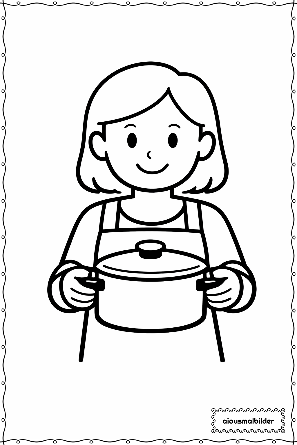 Erwachsene beim Kochen Ausmalseite