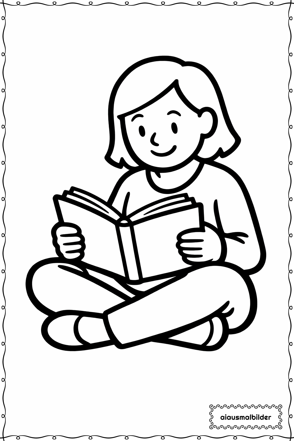 Erwachsene beim Lesen Ausmalseite