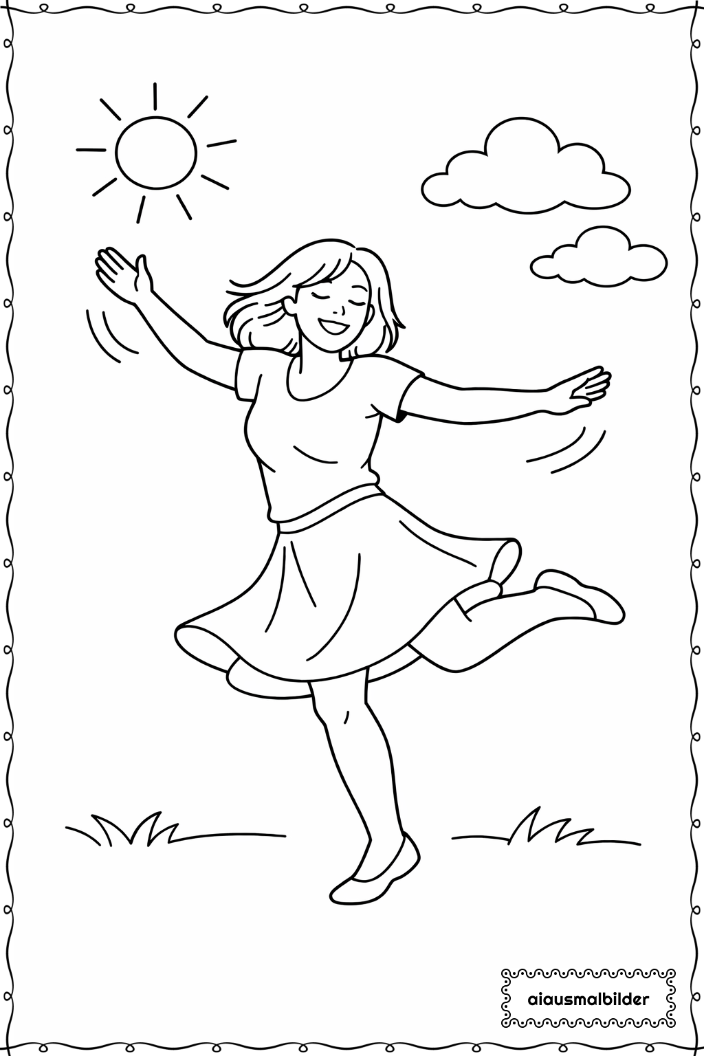  Erwachsene beim Tanzen im Freien Ausmalseite 