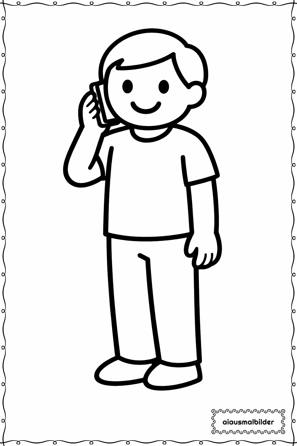  Erwachsene beim Telefonieren Ausmalseite 