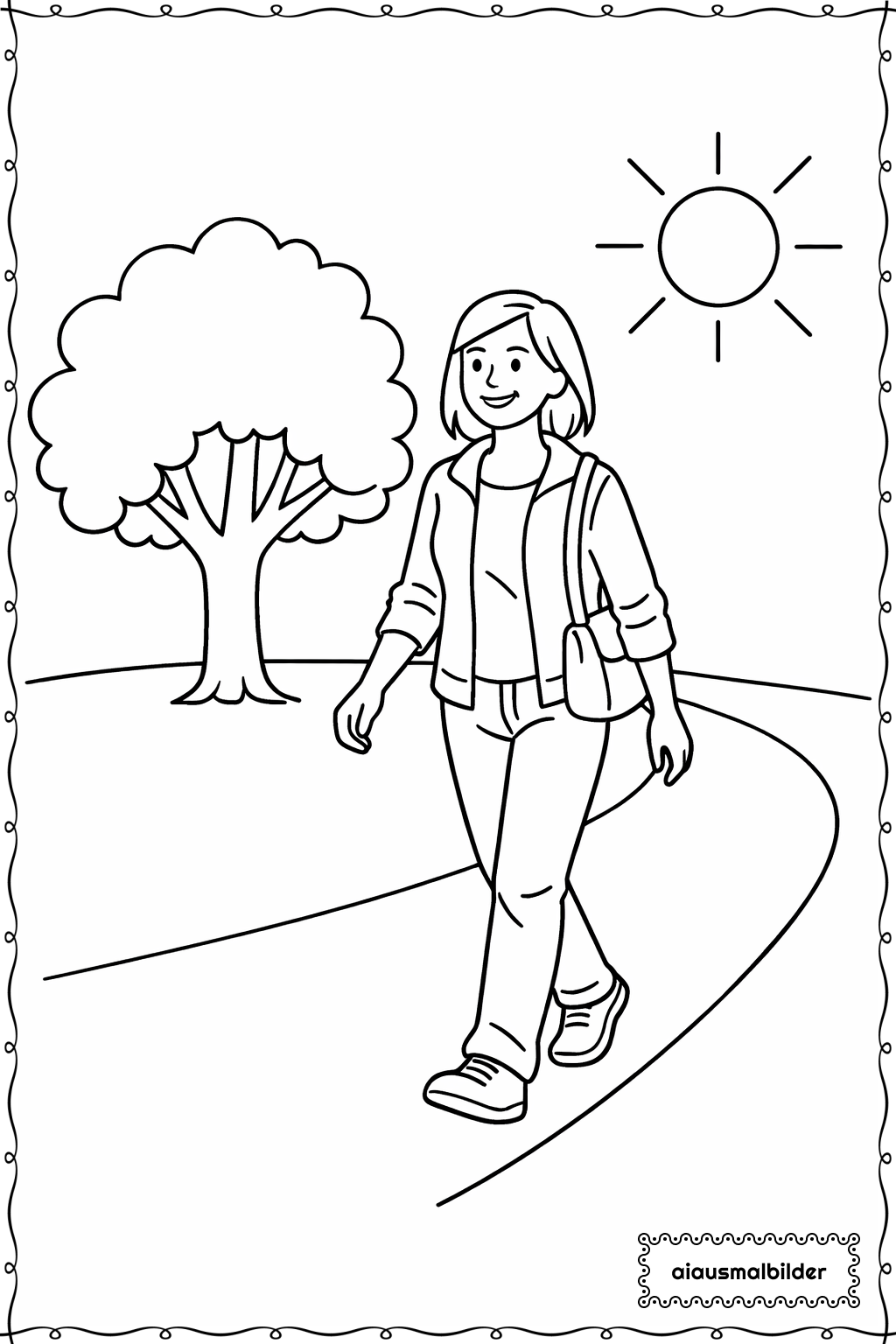  Erwachsene im Park spazierend Ausmalseite 