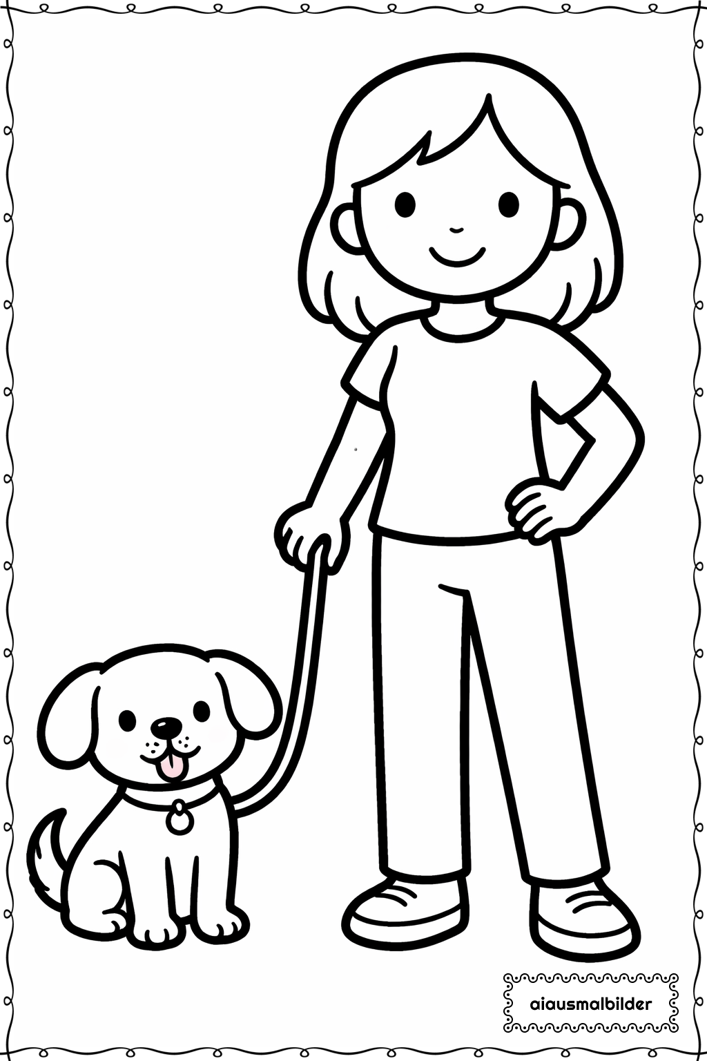 Erwachsene mit Hund Ausmalseite