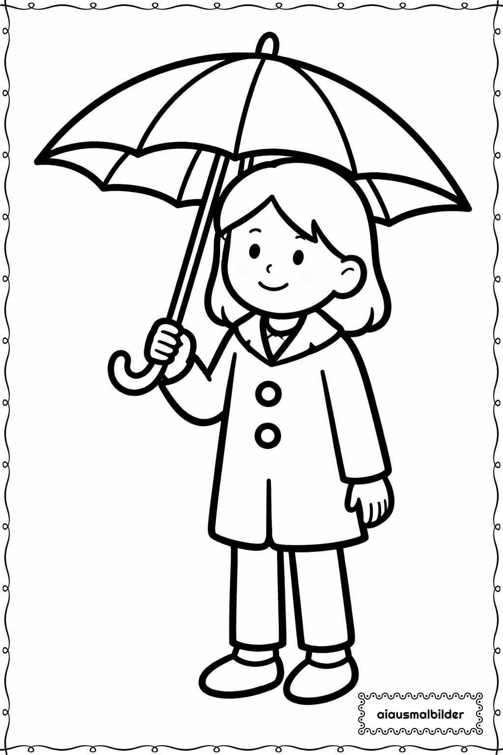 Erwachsene mit Regenschirm Ausmalseite