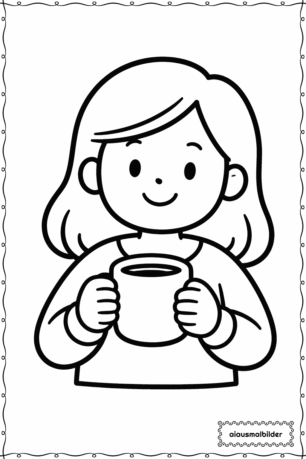  Erwachsene mit Tasse Tee Ausmalseite 