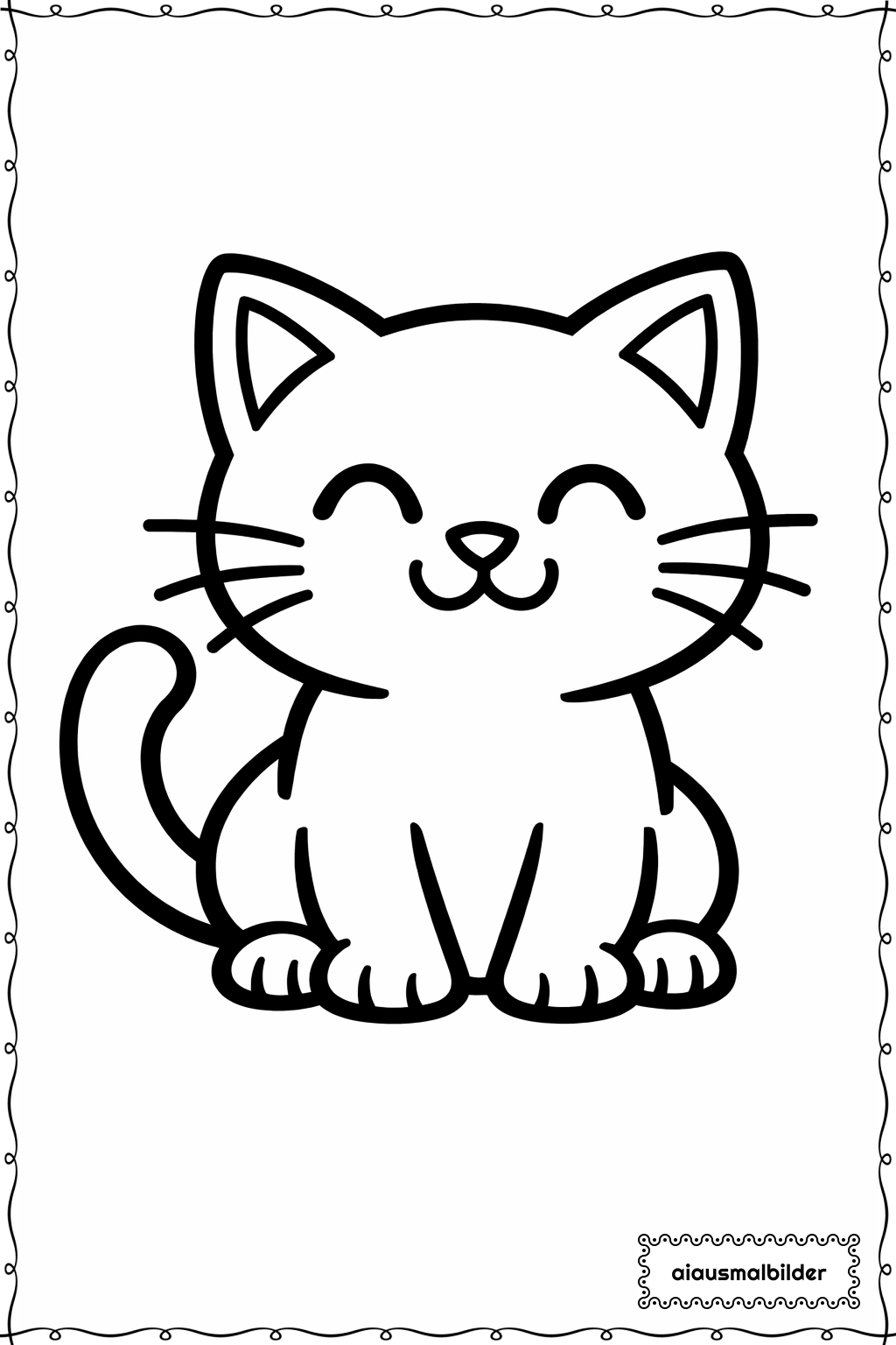  Fröhliche Katze Ausmalseite 