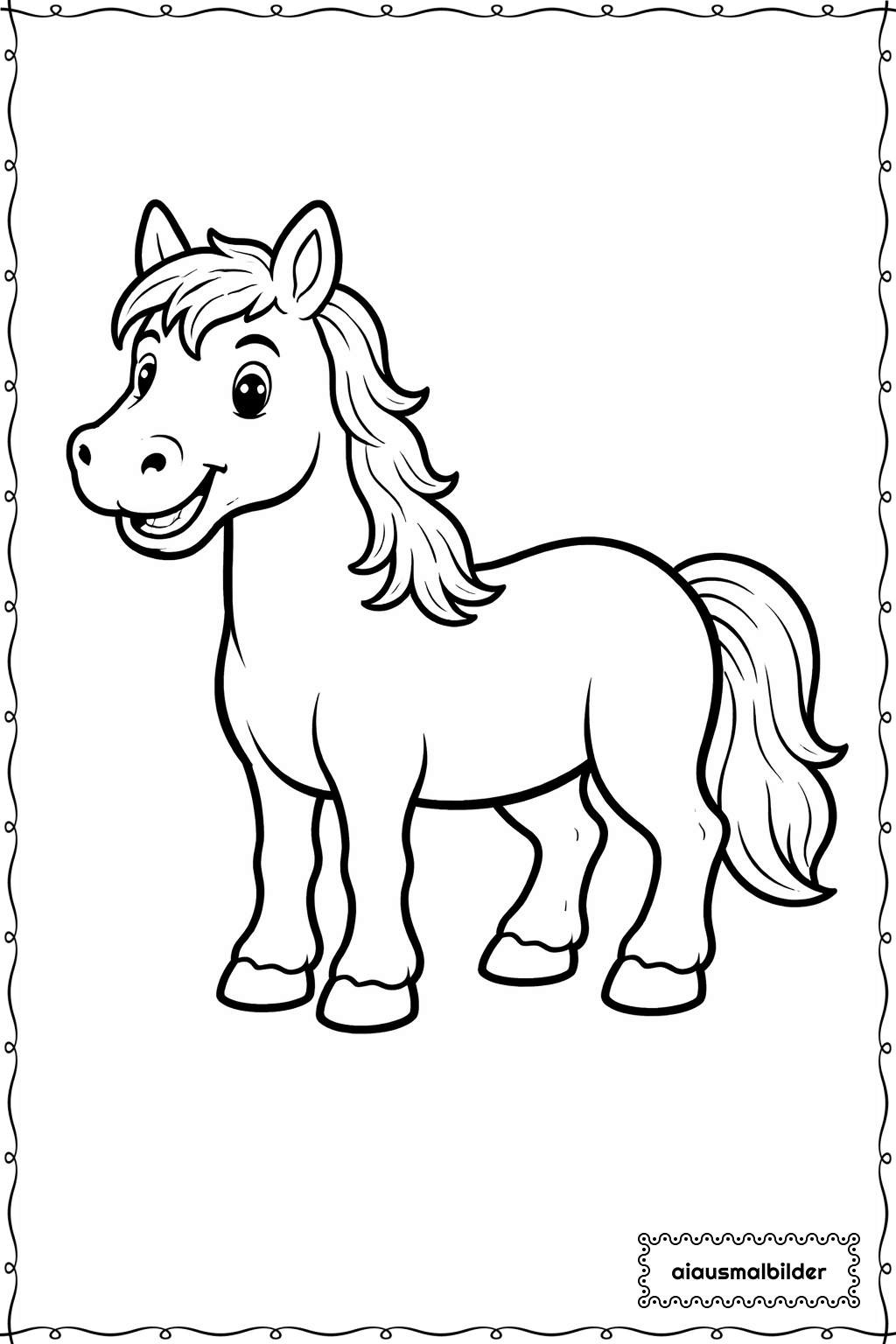 Fröhliches Pferd Ausmalseite