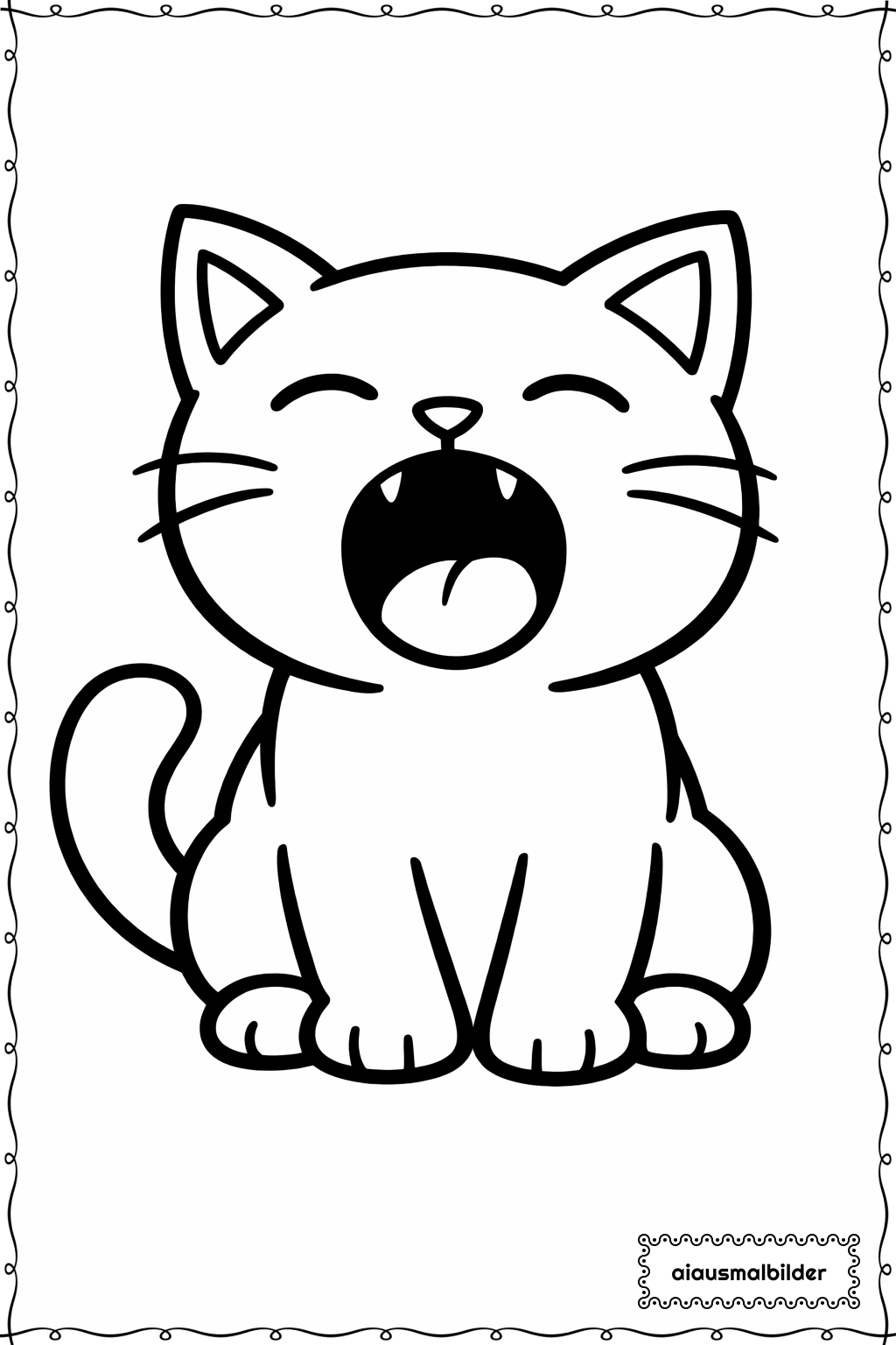  Gähnende Katze Ausmalseite 