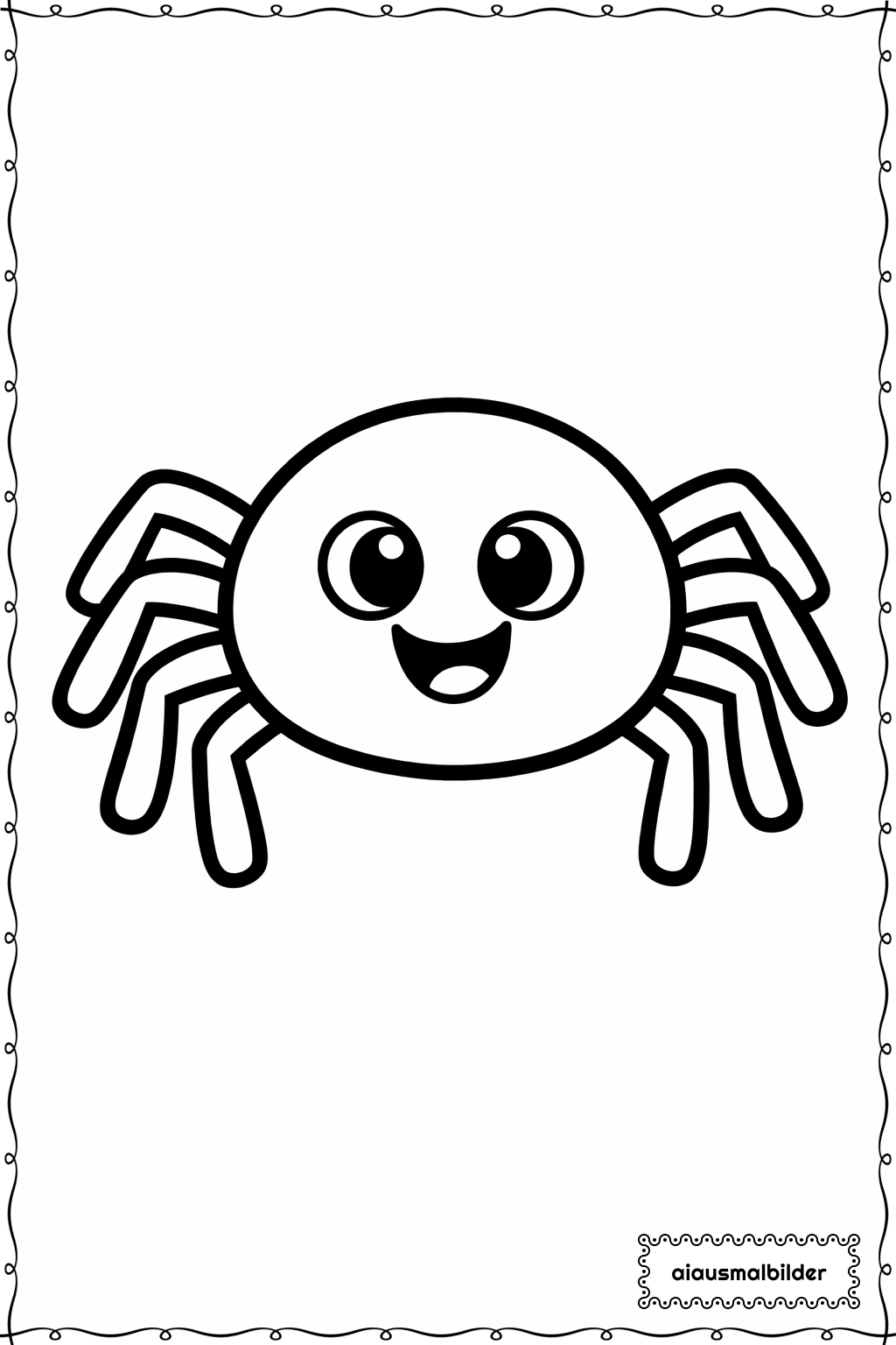  Halloween Freundliche Spinne Ausmalseite 