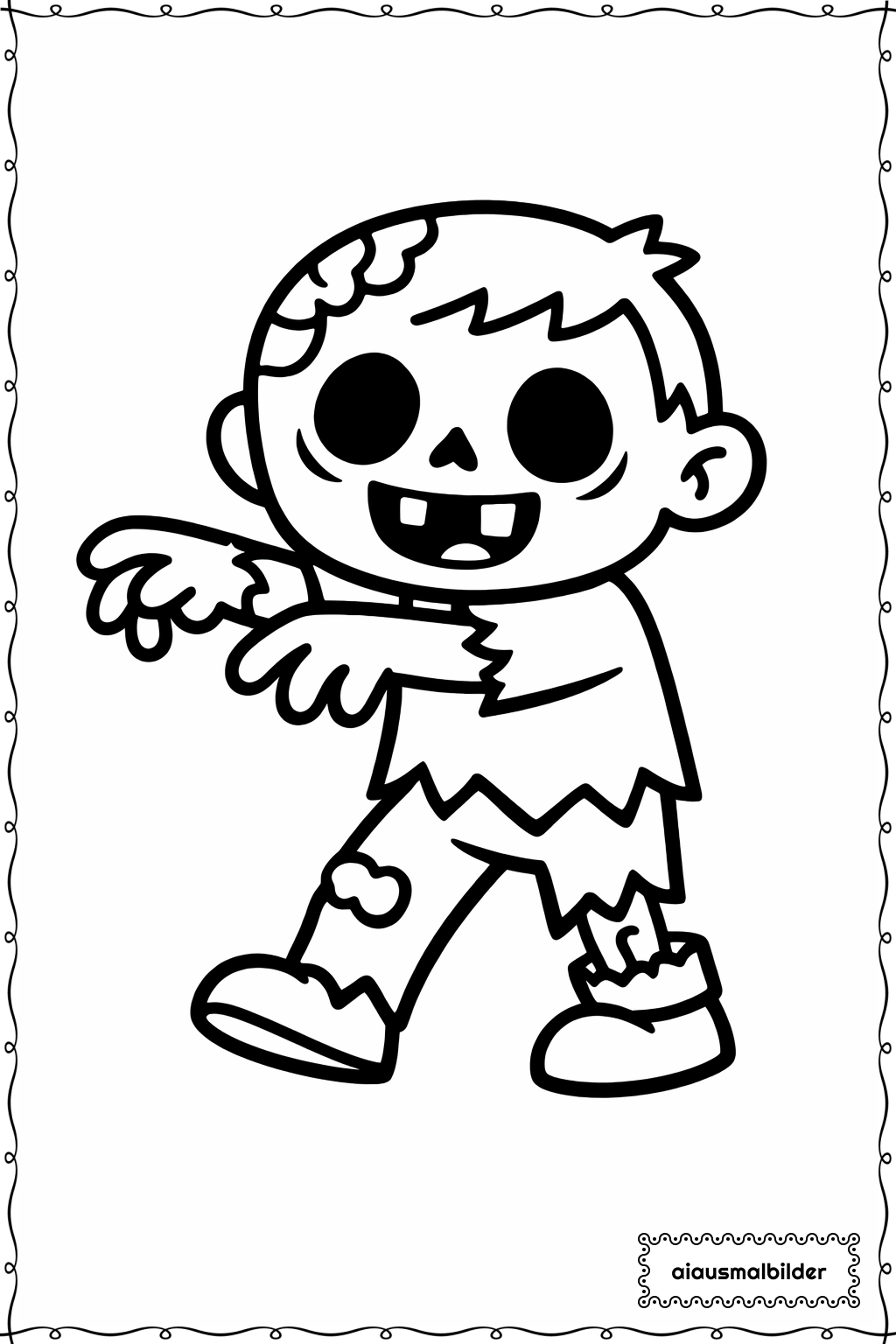 Halloween Fröhlicher Zombie Ausmalseite