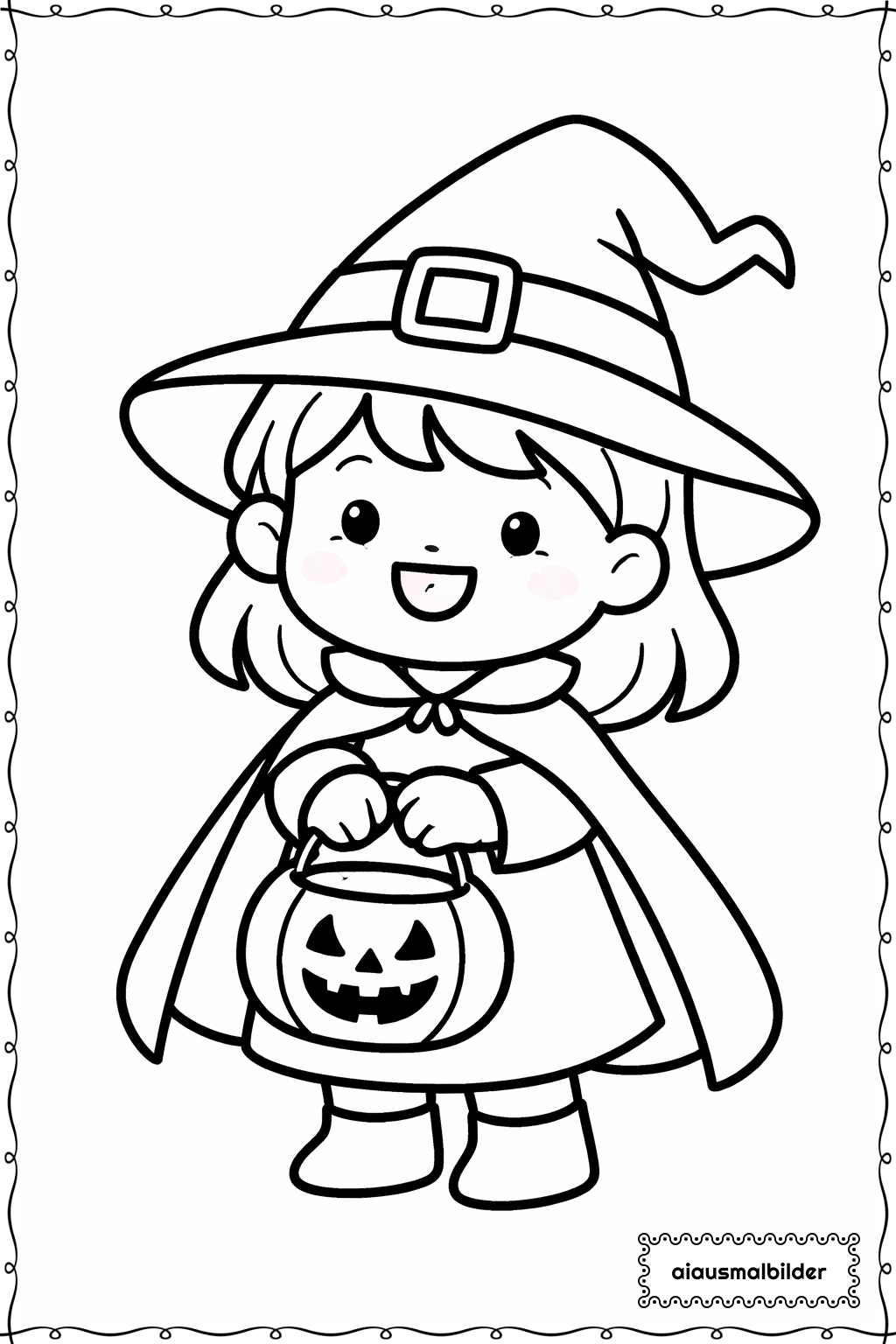 Halloween Kind im Kostüm Ausmalseite