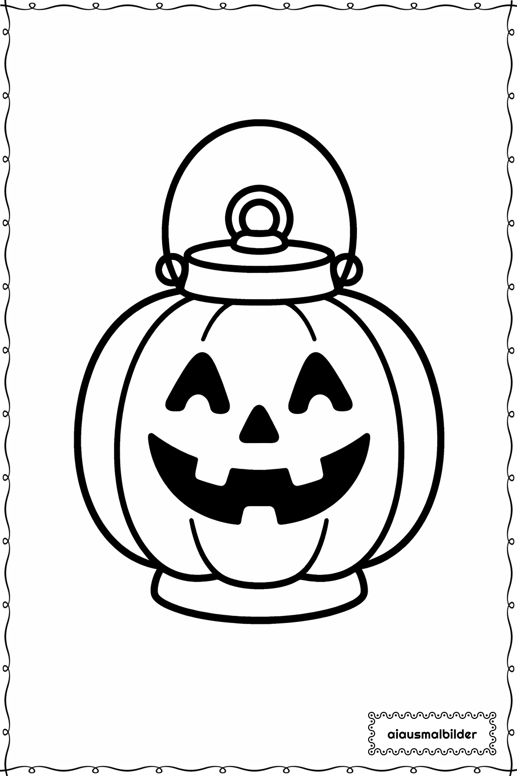  Halloween Laterne mit Gesicht Ausmalseite 