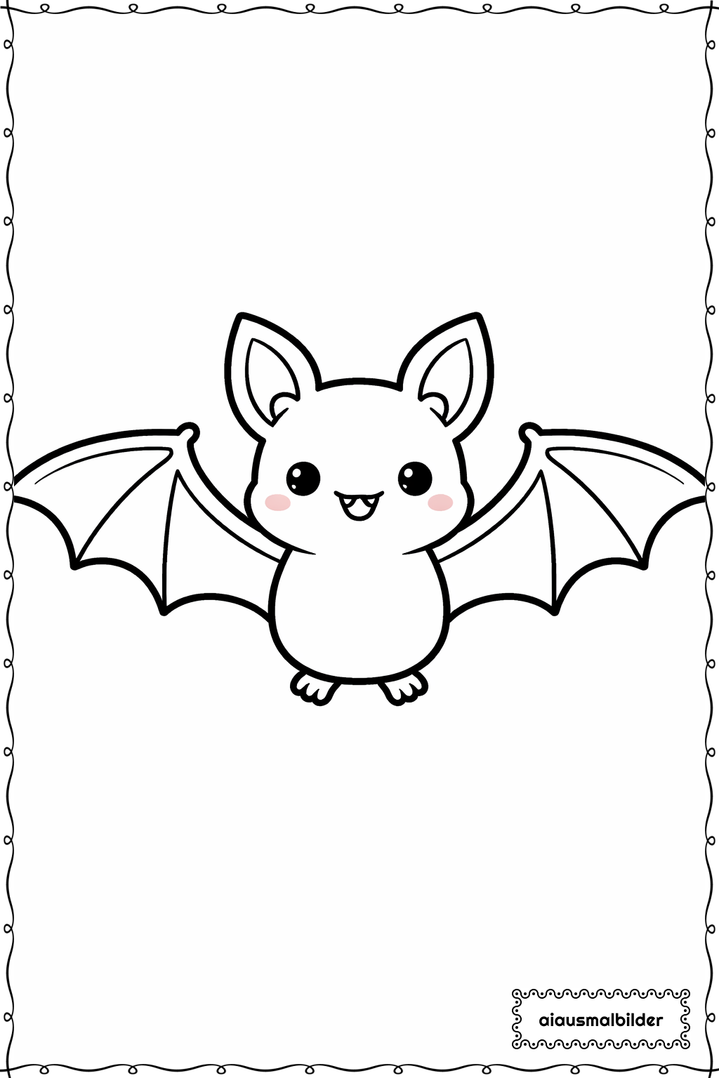  Halloween Süße Fledermaus Ausmalseite 