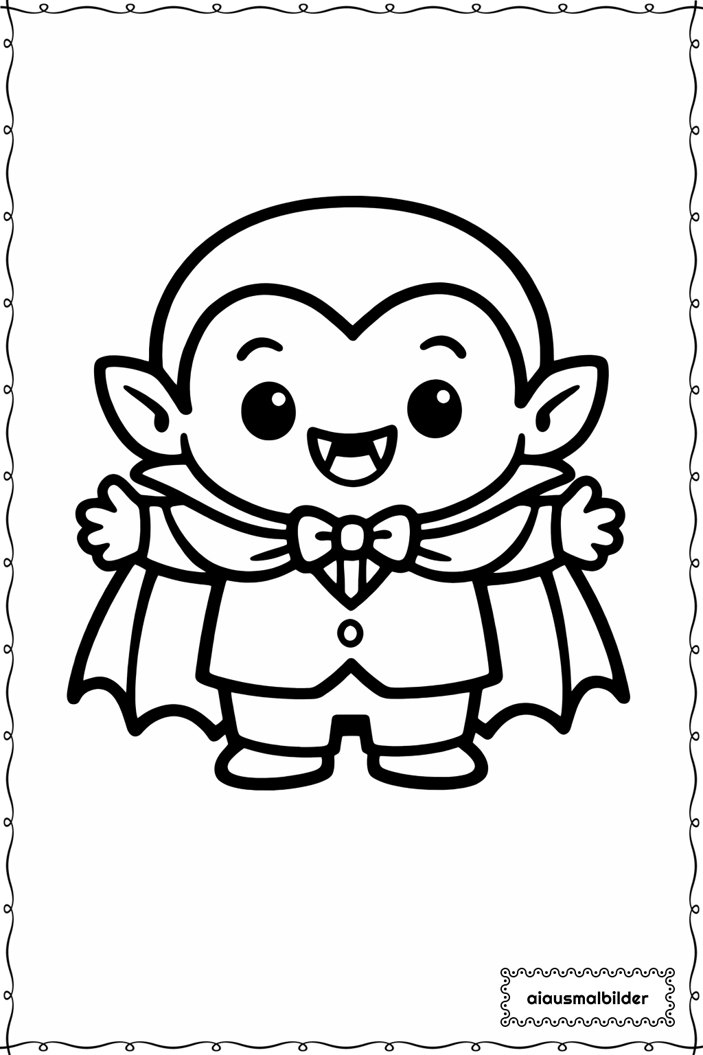  Halloween Süßer Vampir Ausmalseite 