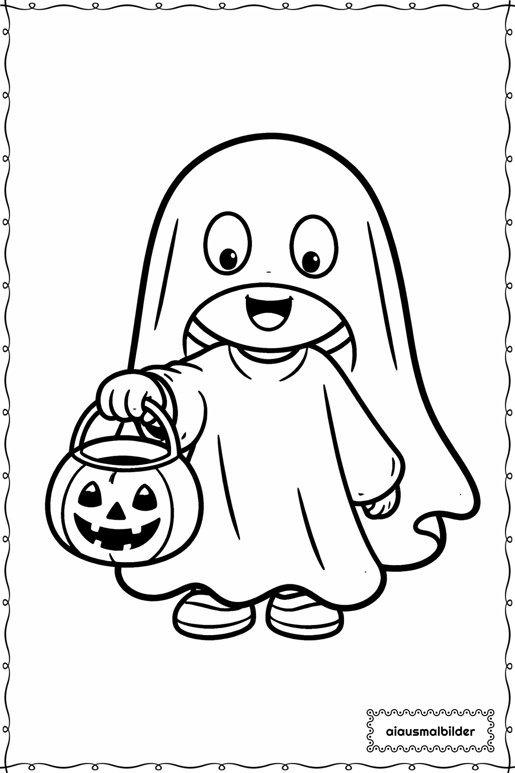 Halloween Trick oder Treat Kind Ausmalseite