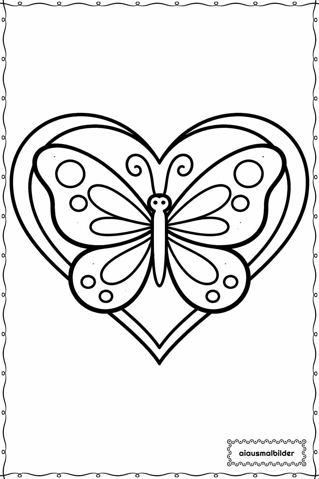  Herzform Schmetterling Ausmalseite 