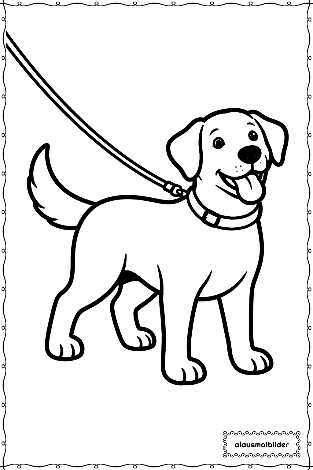  Hund an Leine Ausmalseite 