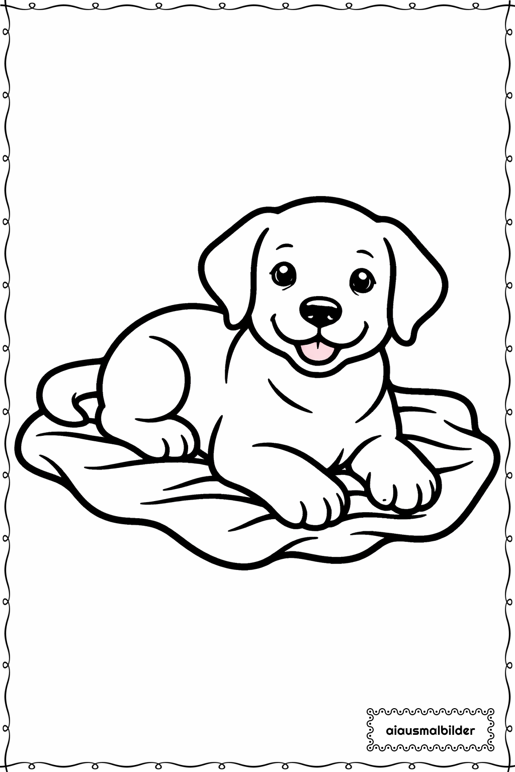  Hund auf Decke Ausmalseite 