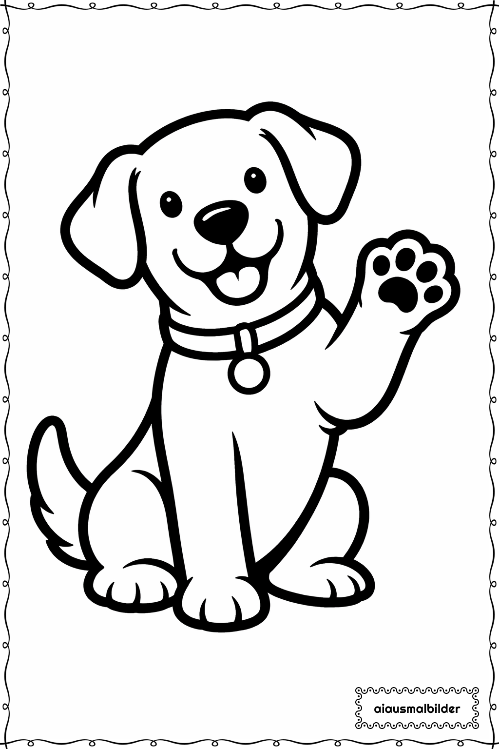  Hund hebt Pfote Ausmalseite 