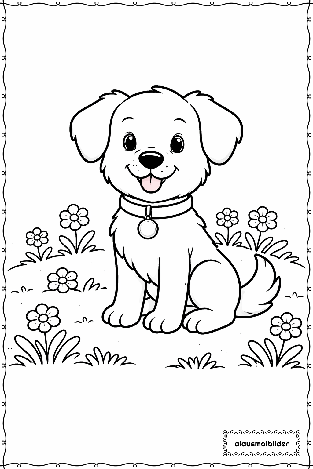  Hund im Garten Ausmalseite 