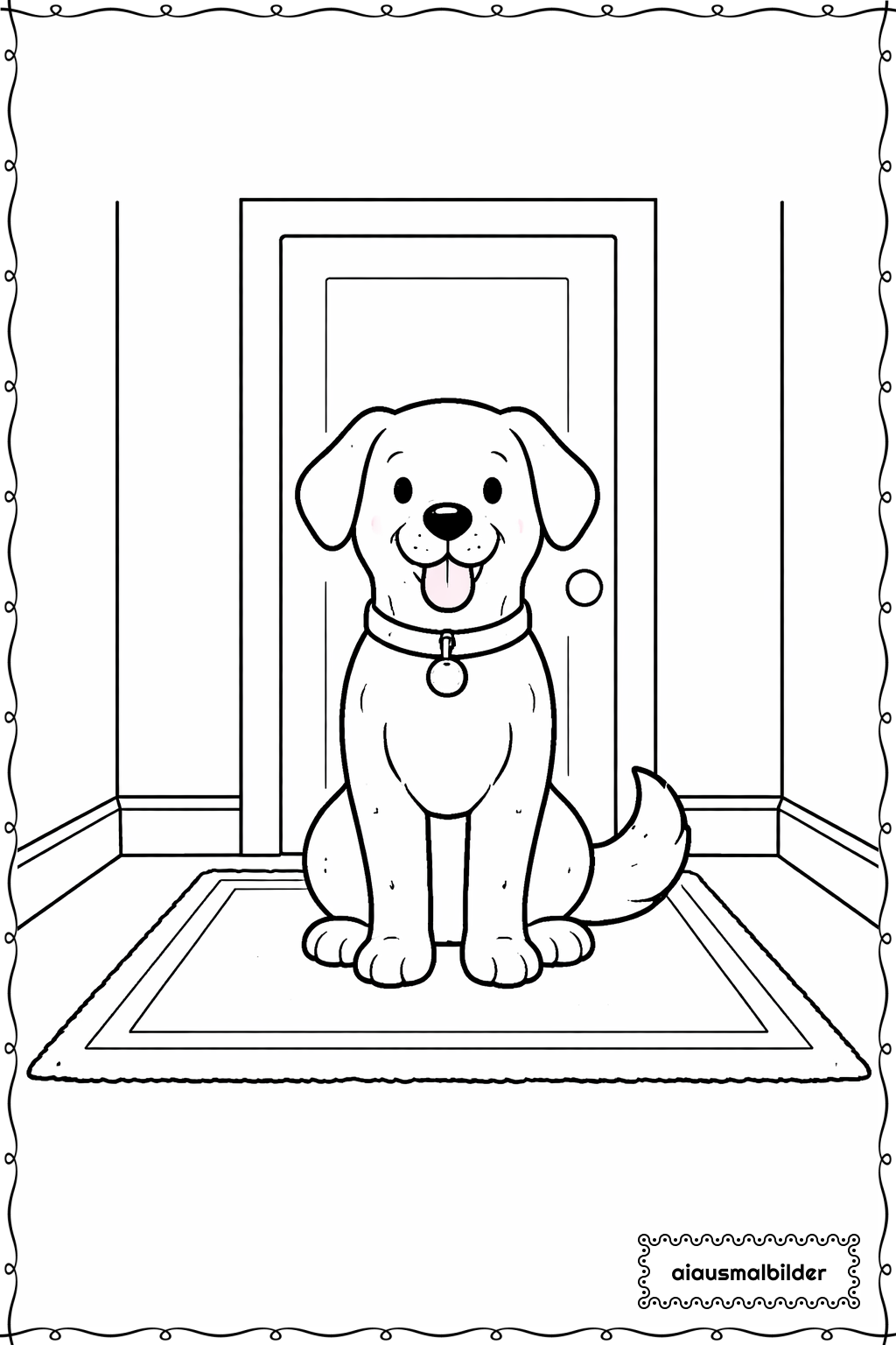  Hund im Hausflur Ausmalseite 