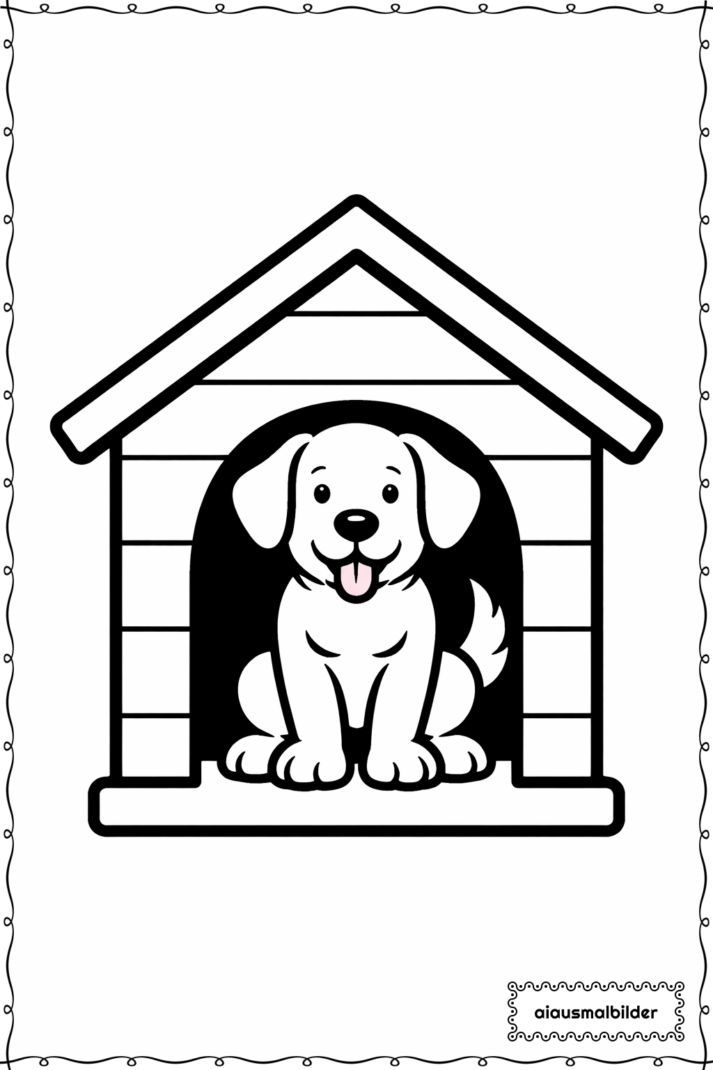  Hund in Hütte Ausmalseite 