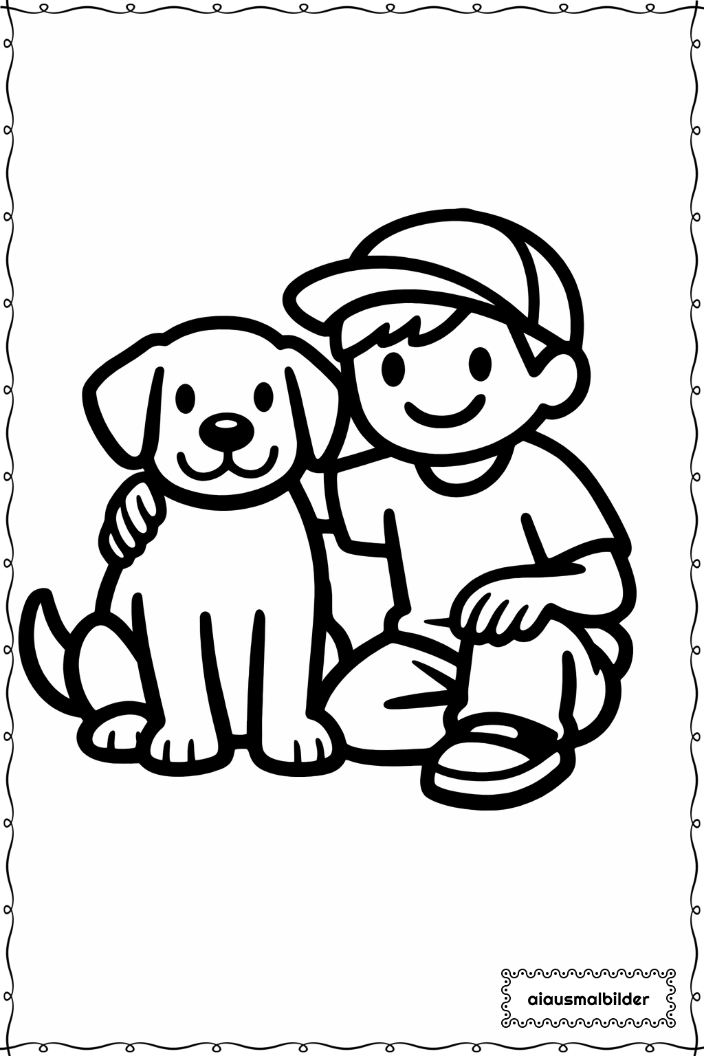  Hund mit Freund Ausmalseite 