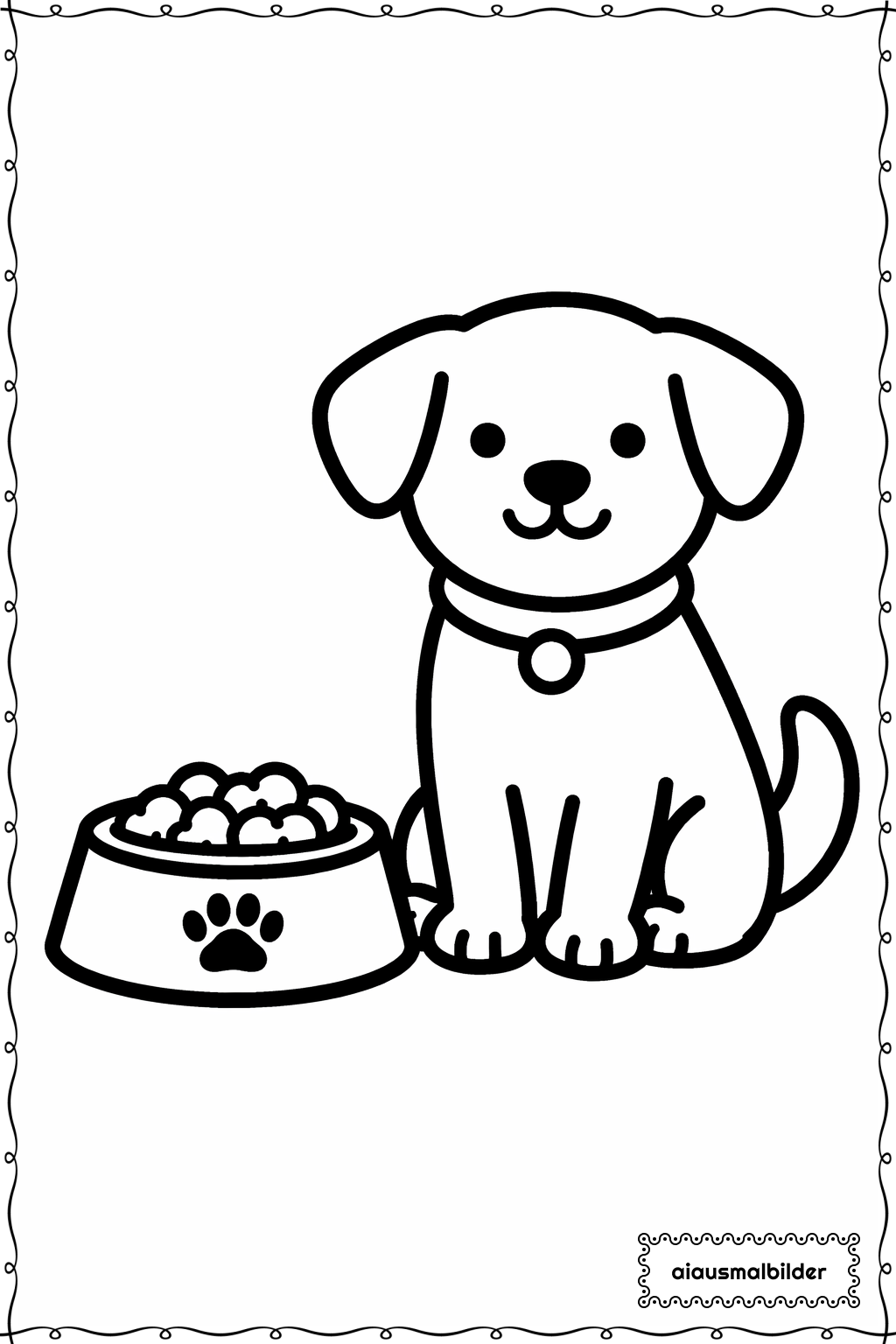  Hund mit Futternapf Ausmalseite 