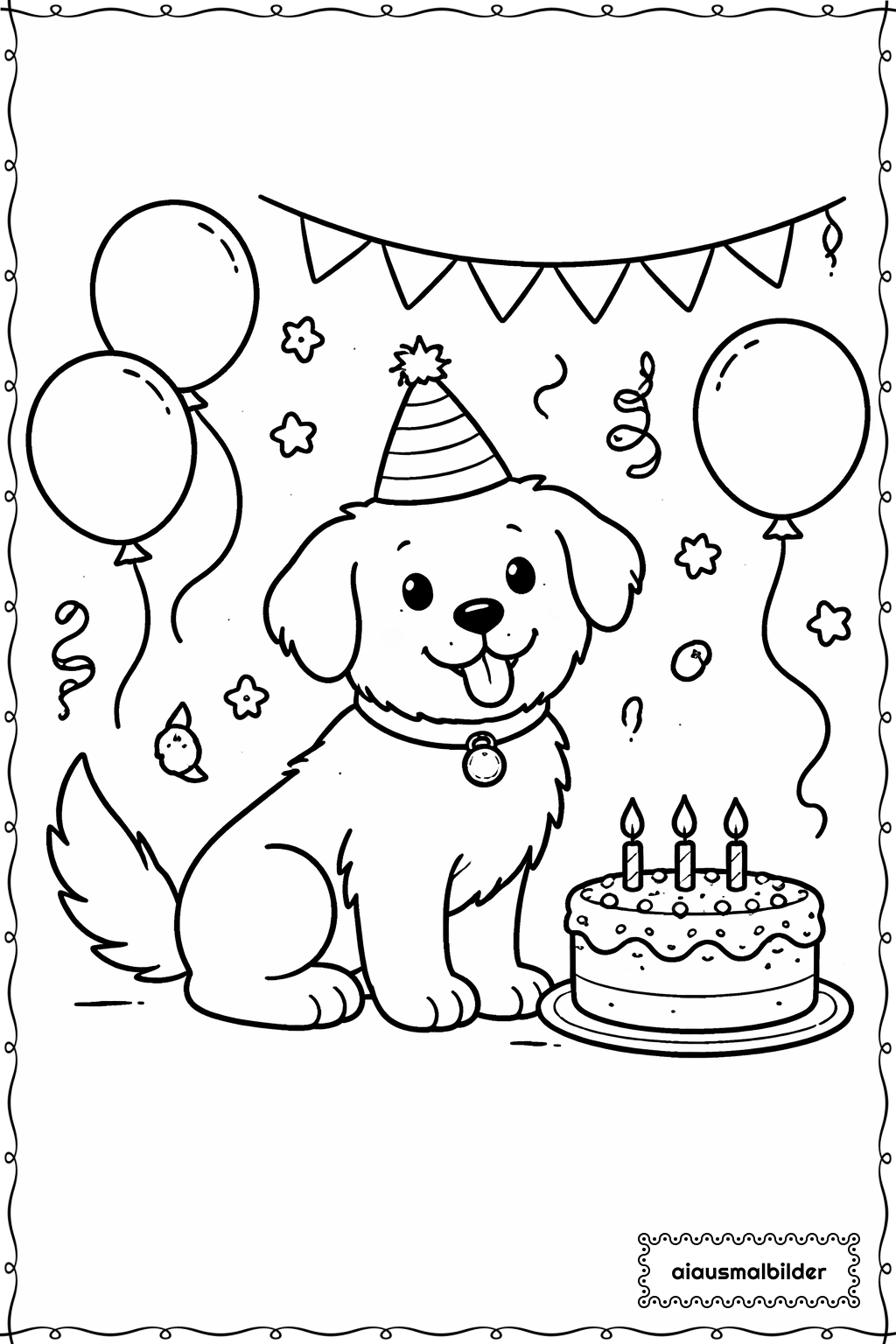 Hund mit Geburtstagstorte