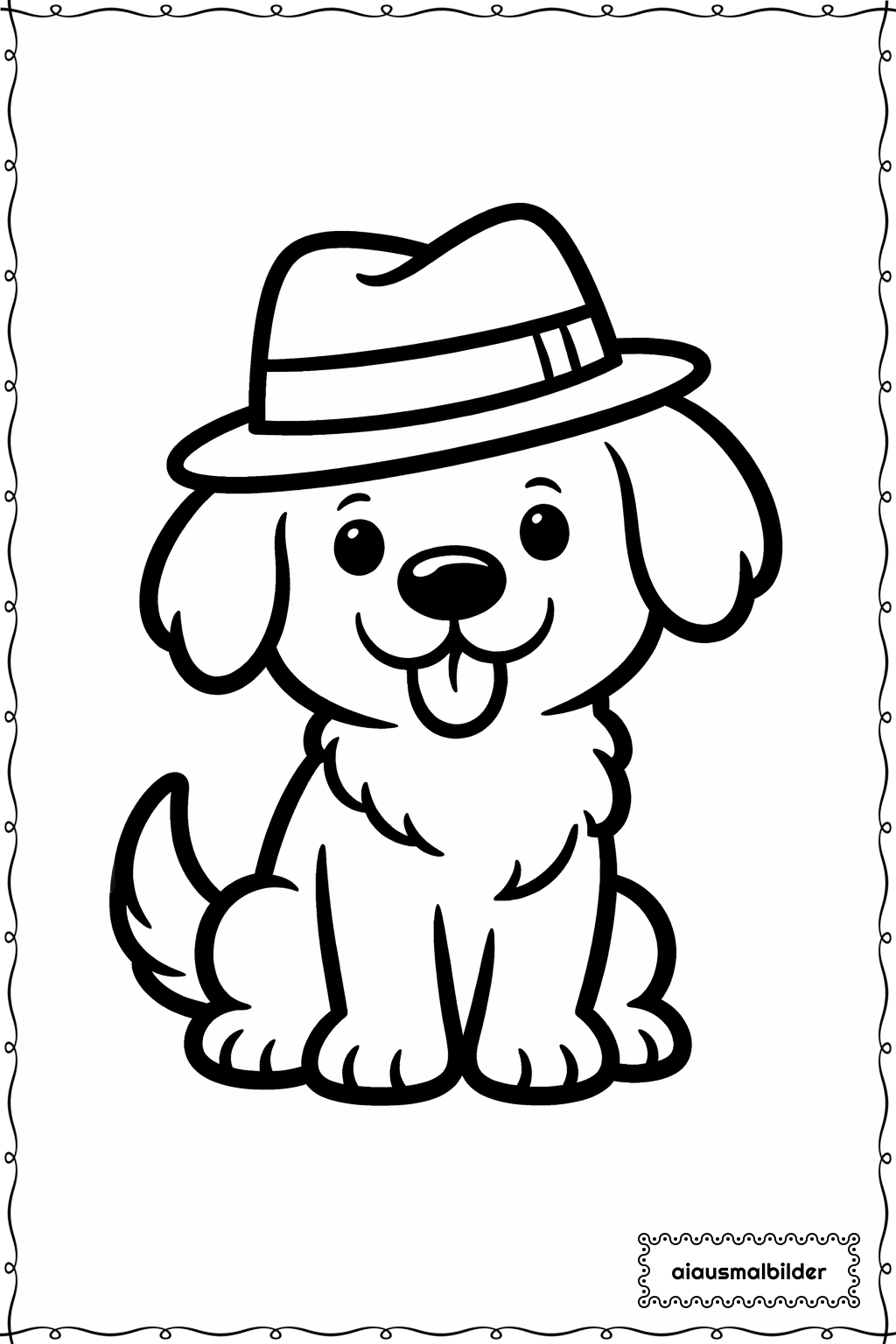  Hund mit Hut Ausmalseite 