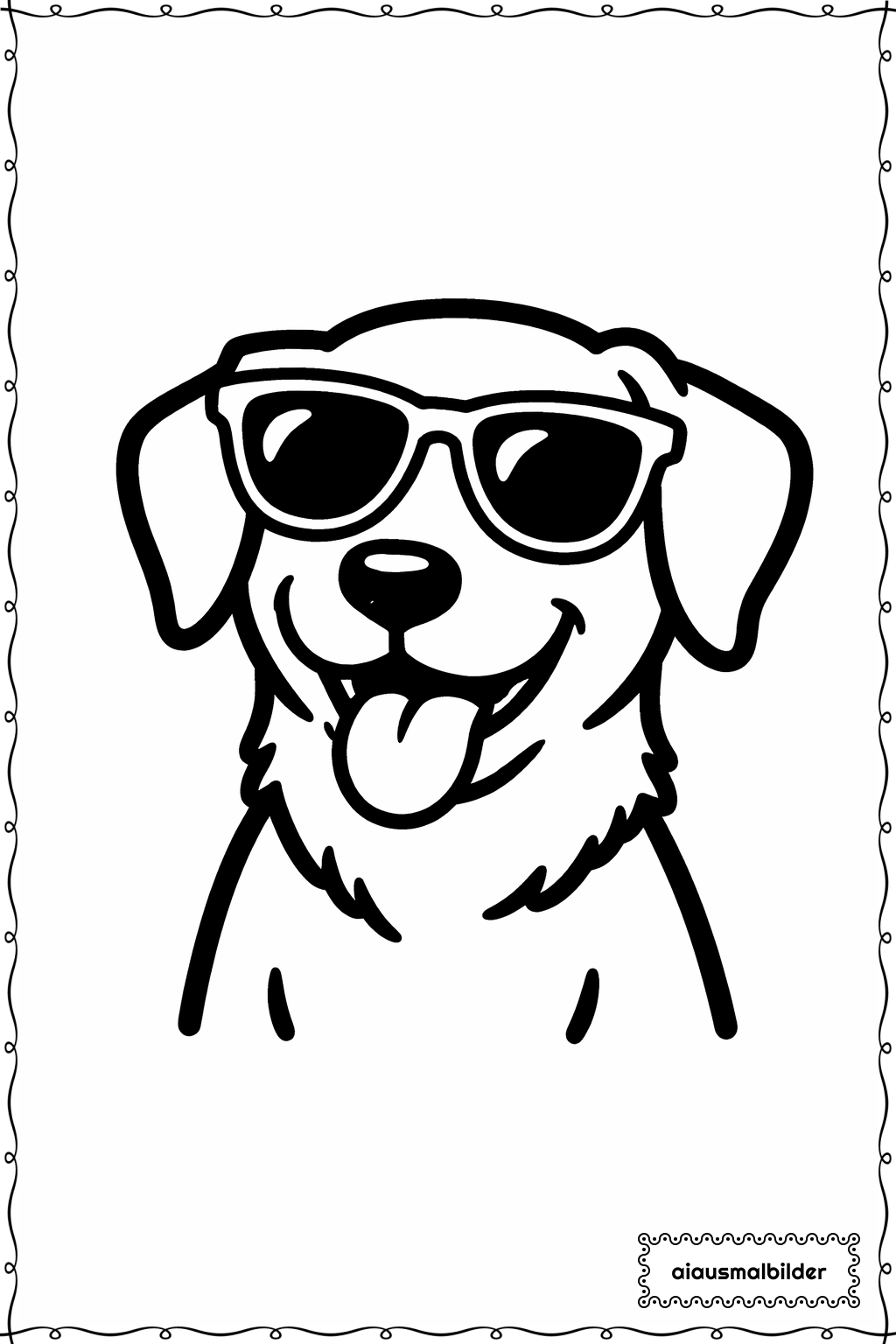 Hund mit Sonnenbrille Ausmalseite 