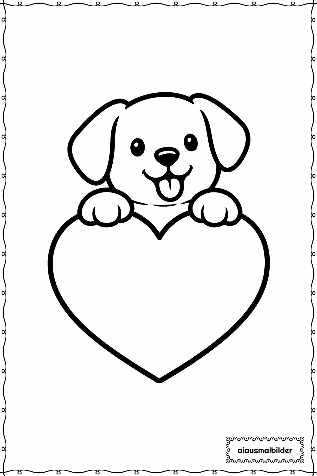  Hund und Herz Ausmalseite 