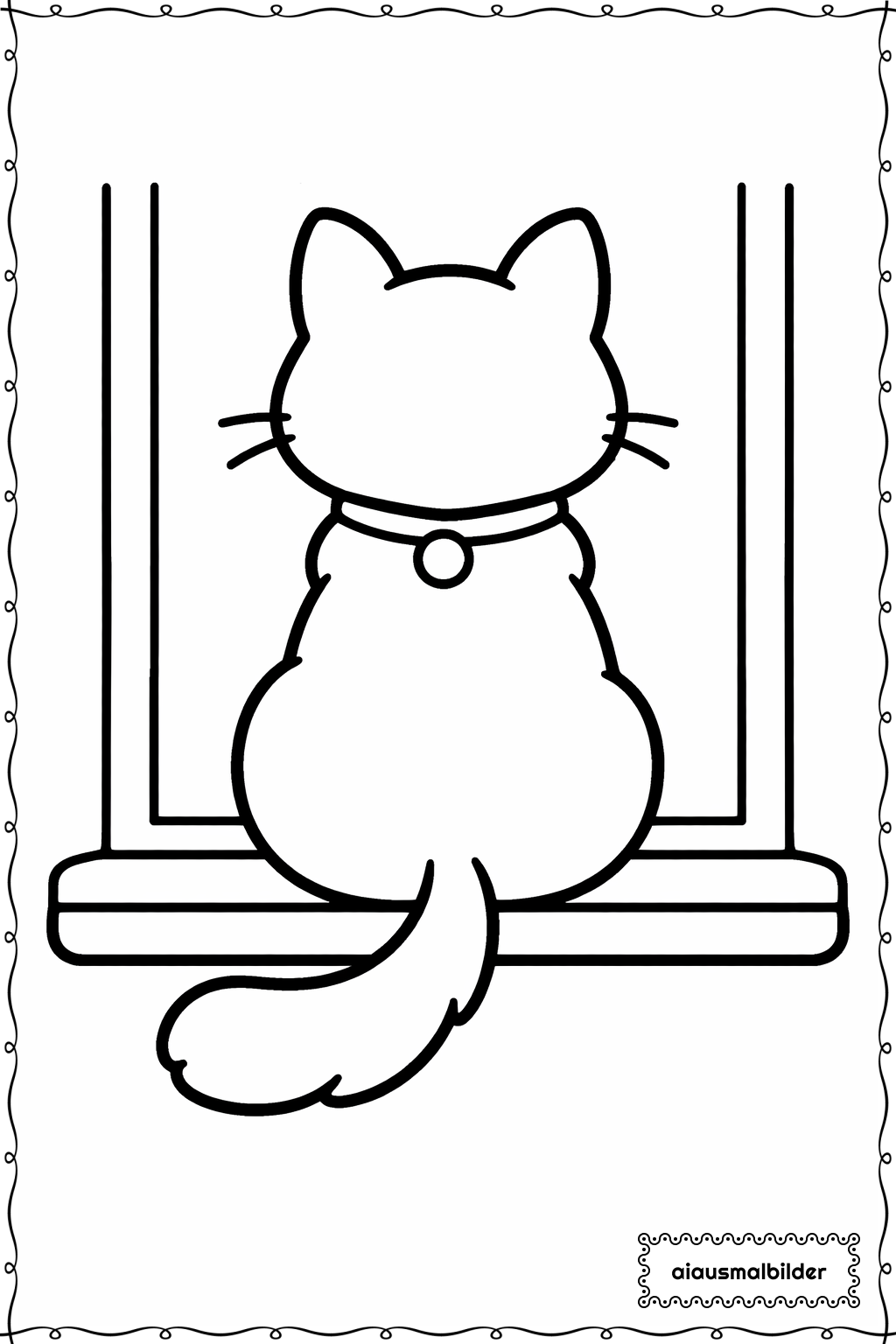  Katze am Fenster Ausmalseite 