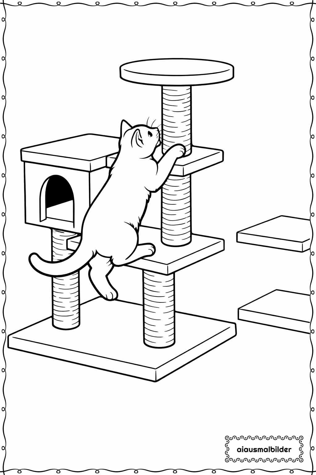 Katze beim Kletterspiel Ausmalseite 