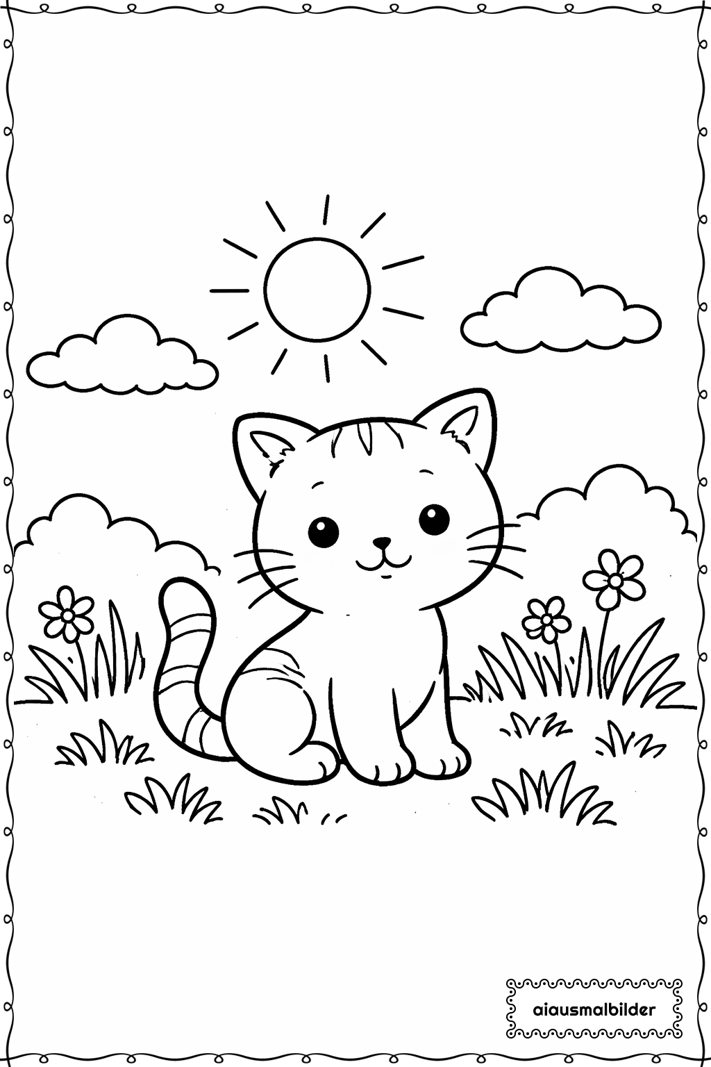  Katze im Garten Ausmalseite 